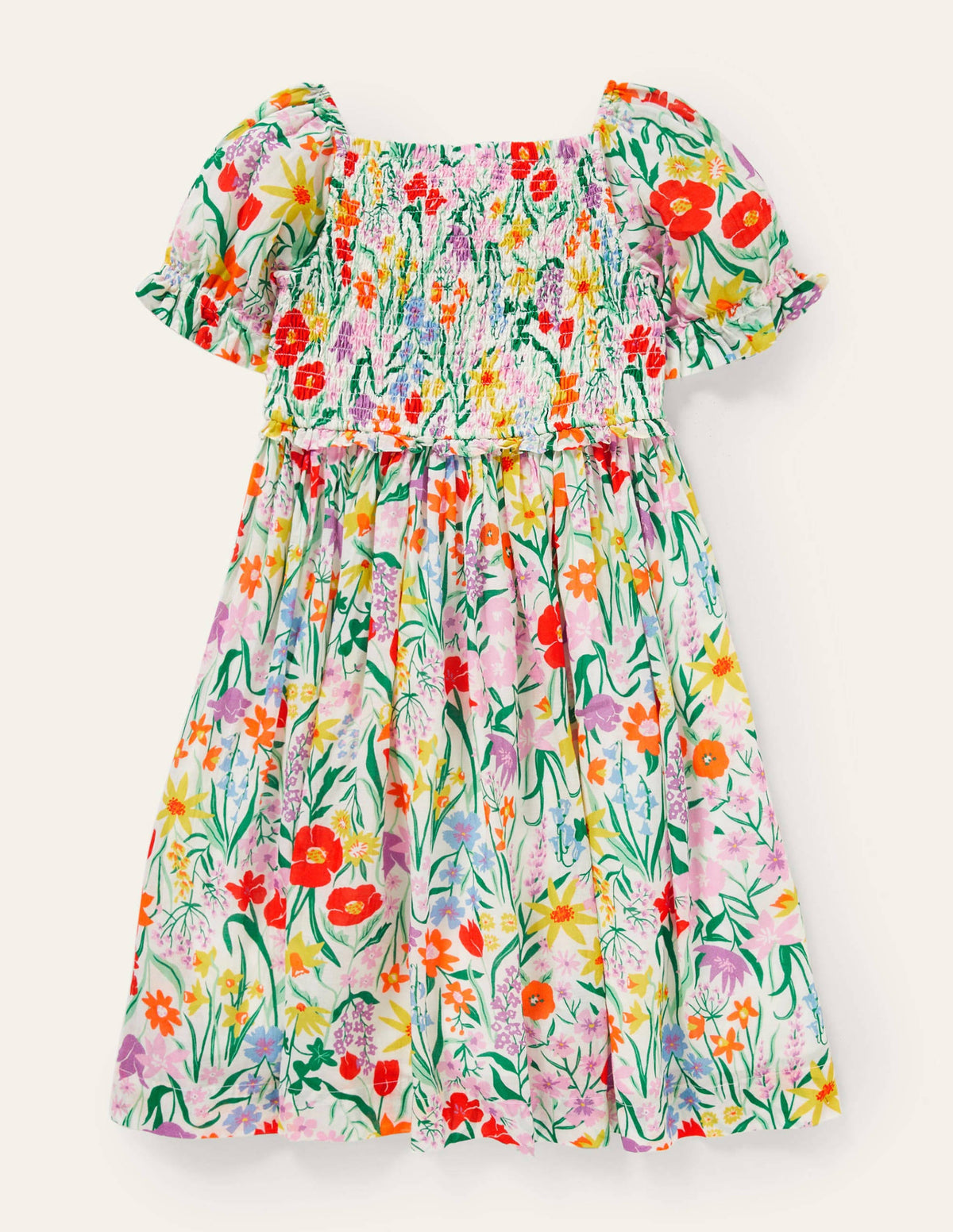 Floral Smocked Dress-Multi Spring Meadow-2