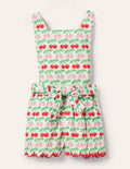 Tie-waist Scallop Romper-Molly Mahon Cherry
