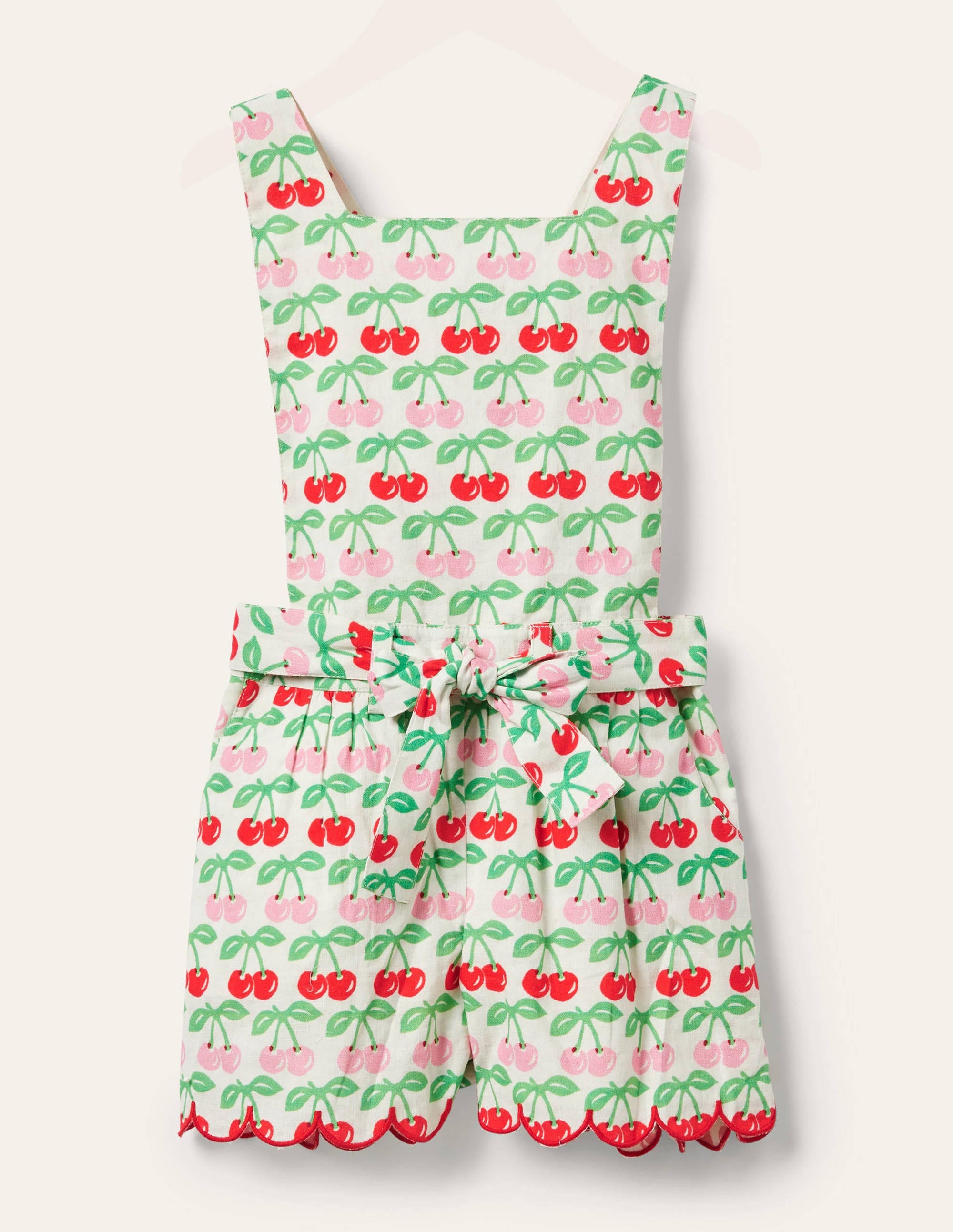 Tie-waist Scallop Romper-Molly Mahon Cherry - Image 1