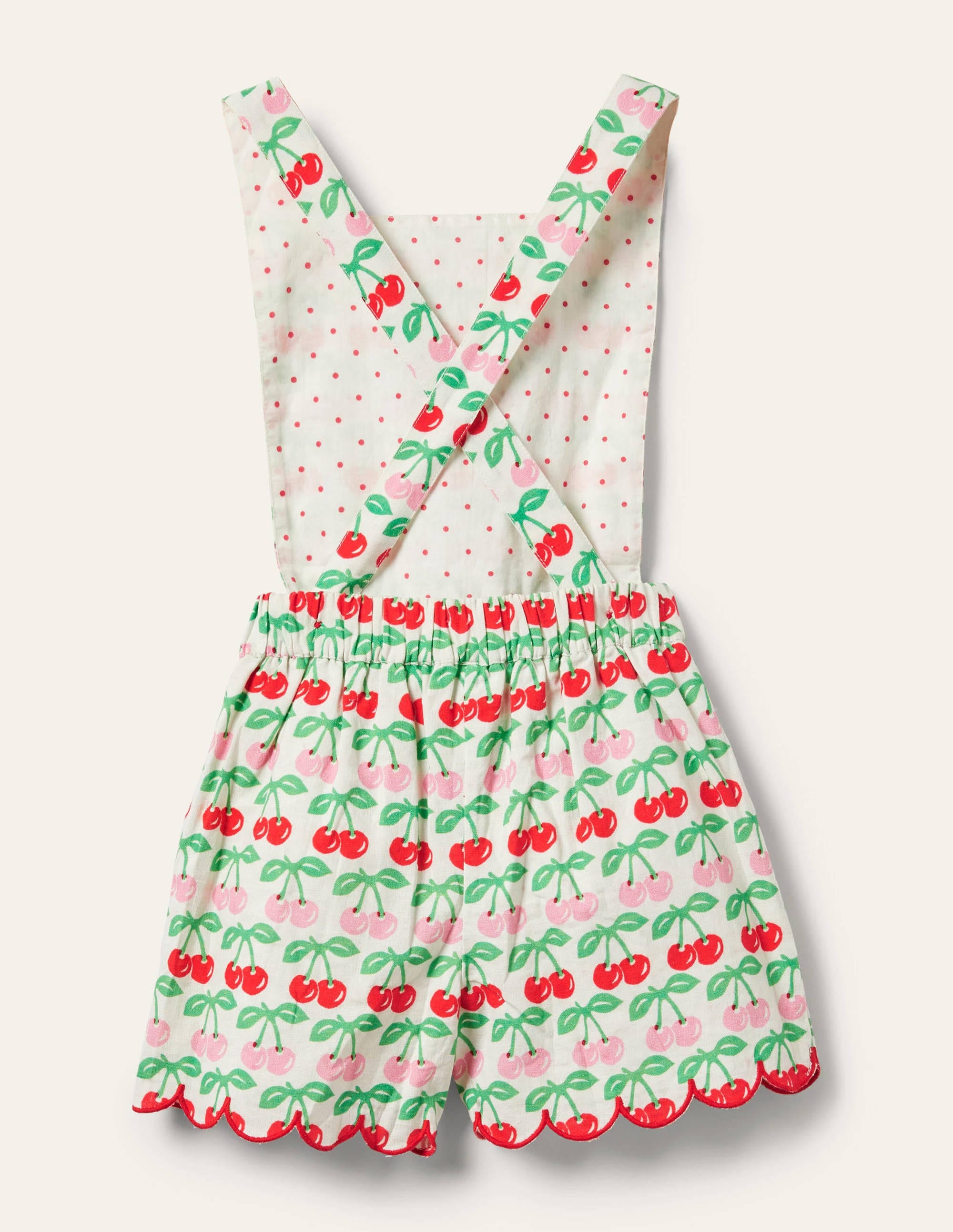 Tie-waist Scallop Romper-Molly Mahon Cherry - Image 2