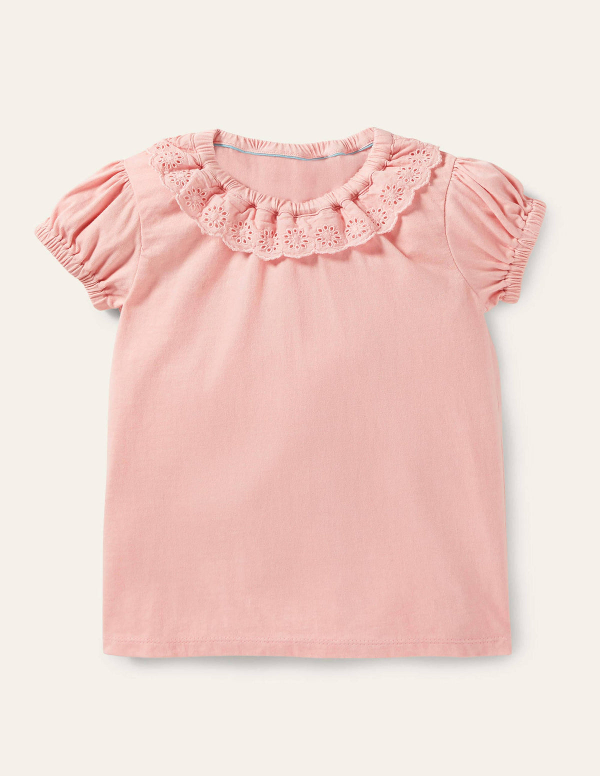 Broderie Collar Jersey Top-Boto Pink - Image 1