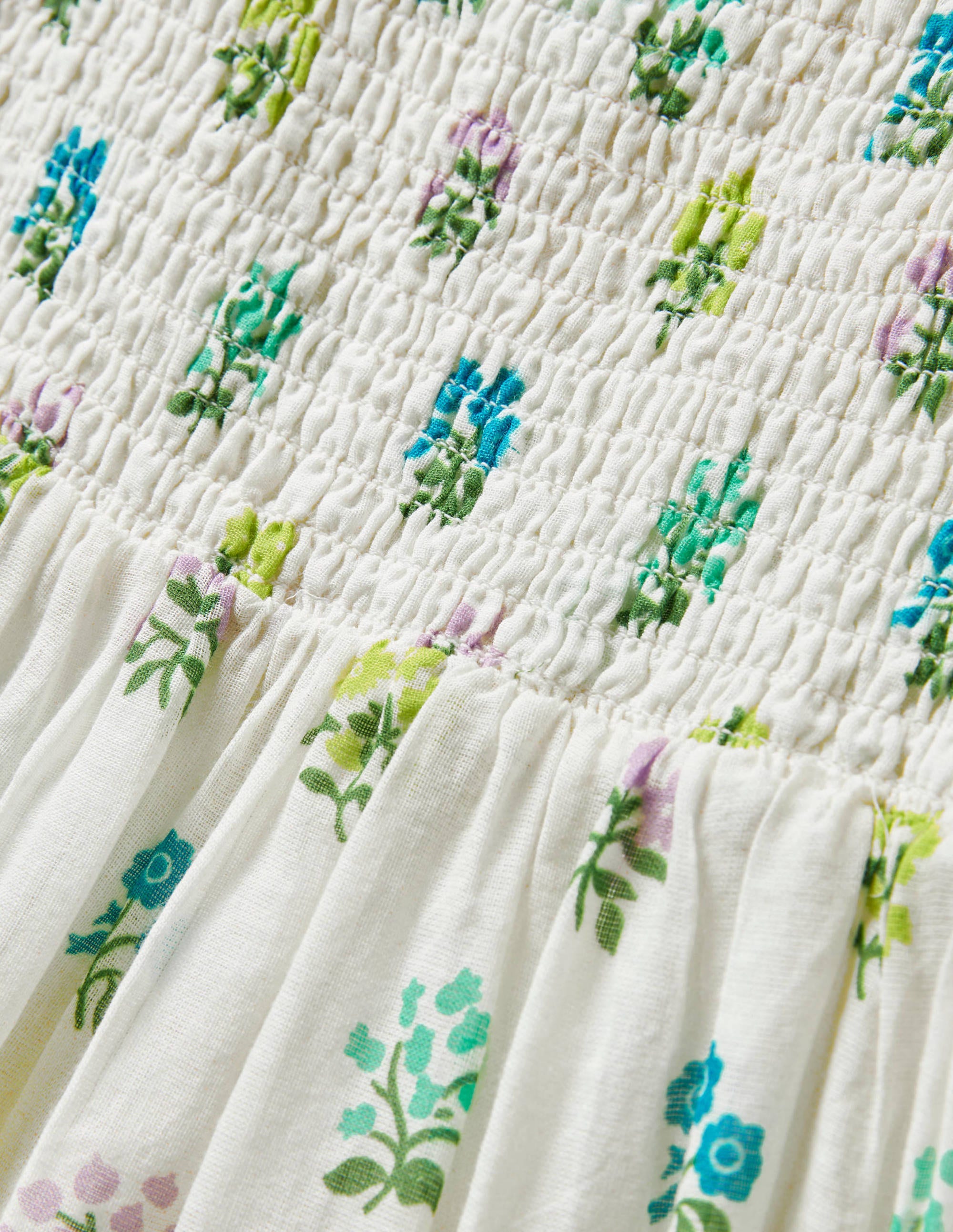 Tiered Sun Dress-Ivory/ Blue Woodblock - Image 3