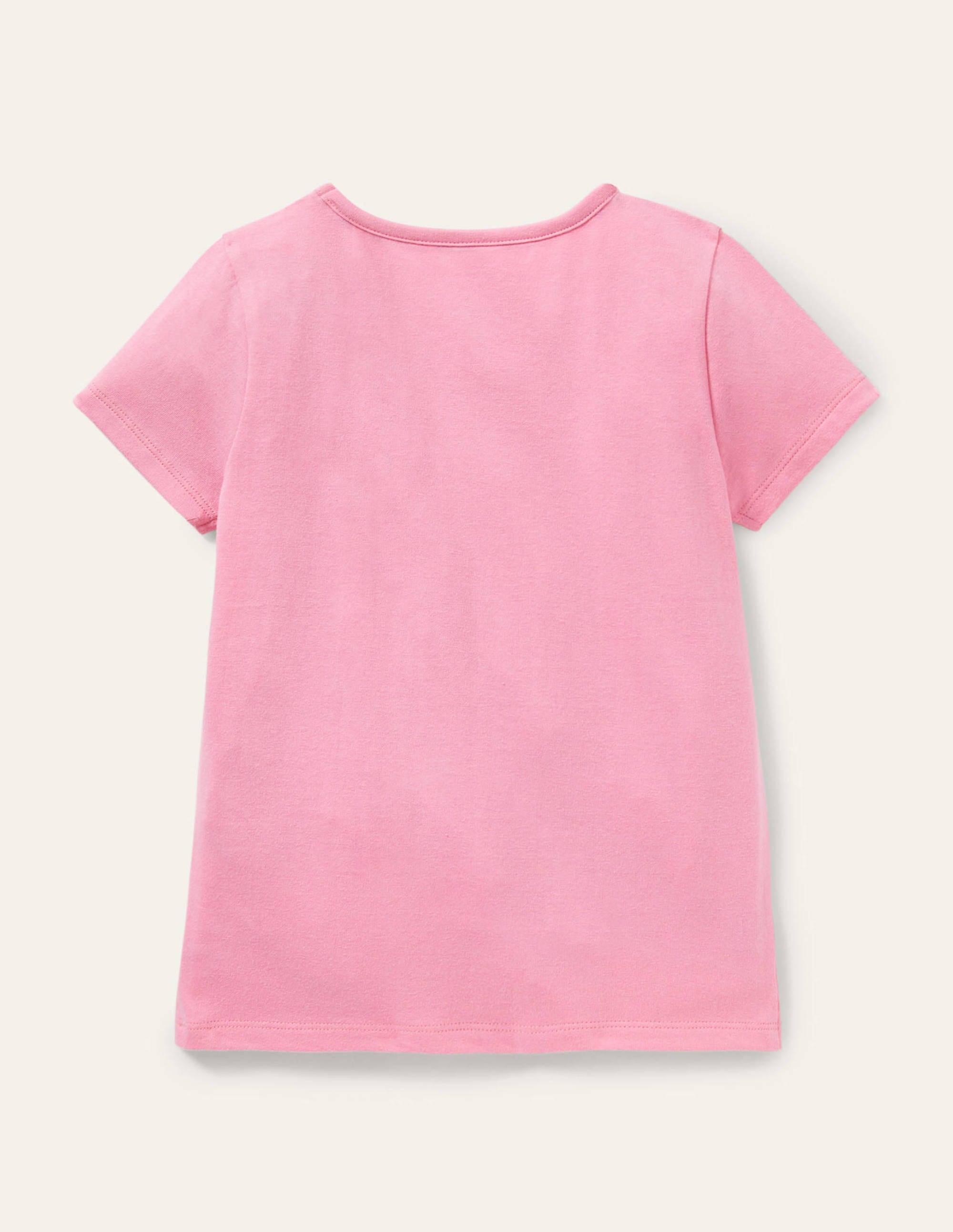 Short-sleeved Appliqué T-shirt-Bright Petal Pink Pandas - Image 2