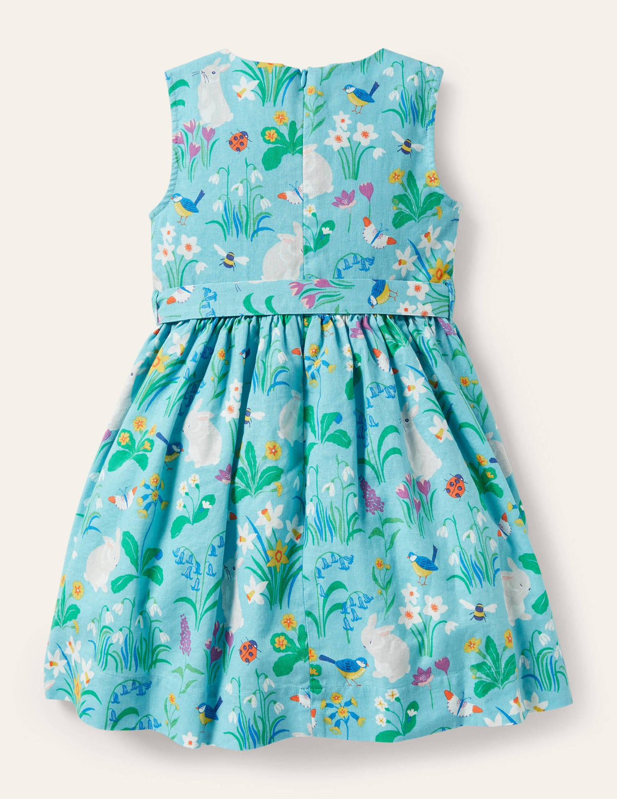 Vintage Dress-Aqua Blue Spring Bunny - Image 2