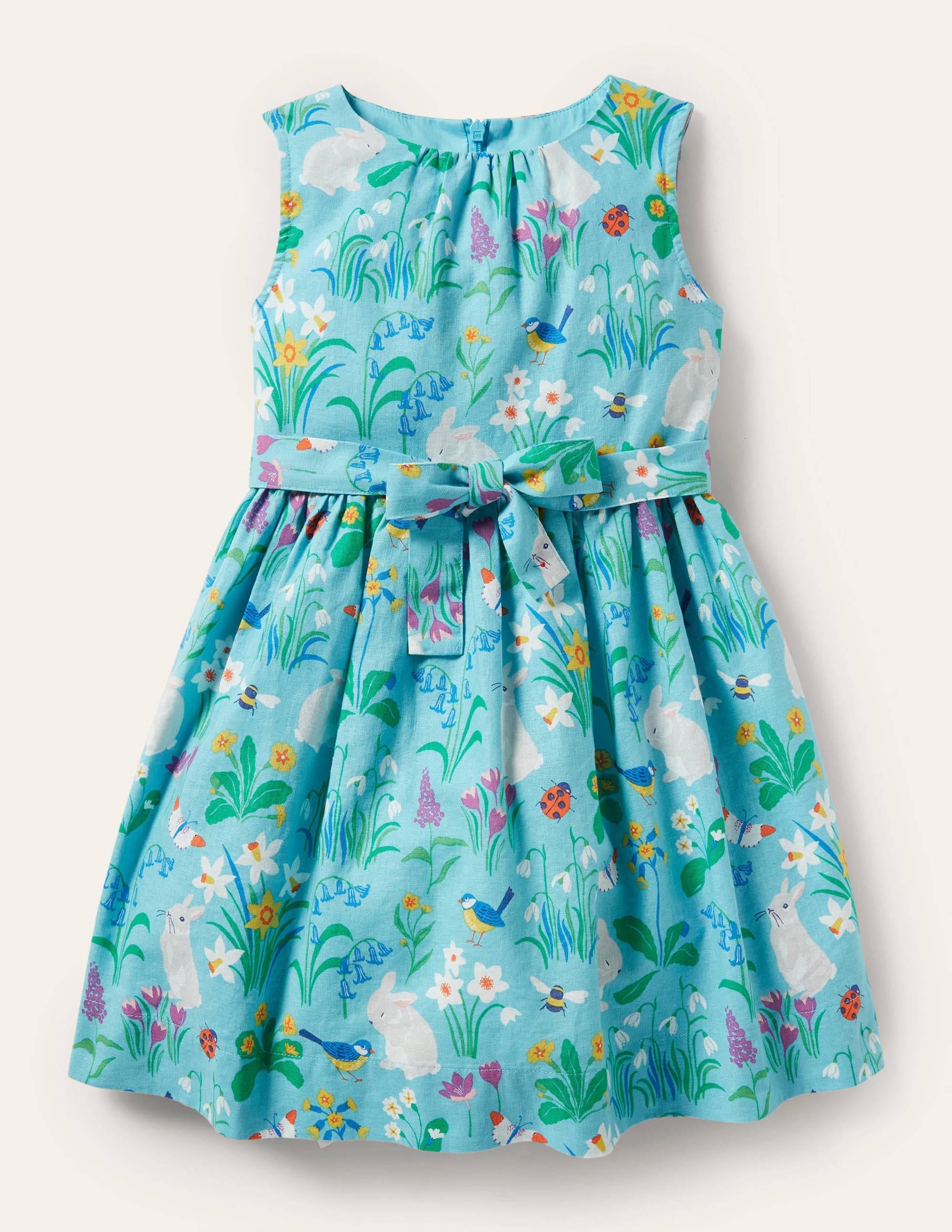 Vintage Dress-Aqua Blue Spring Bunny - Image 1