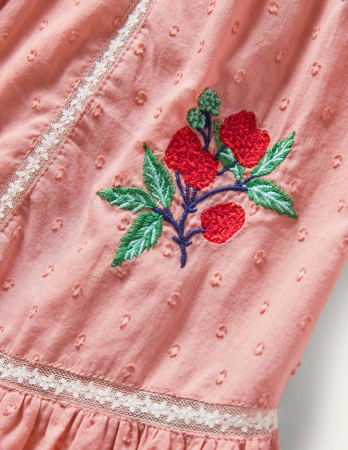 Embroidered Nostalgic Dress-Almond Pink - Image 3