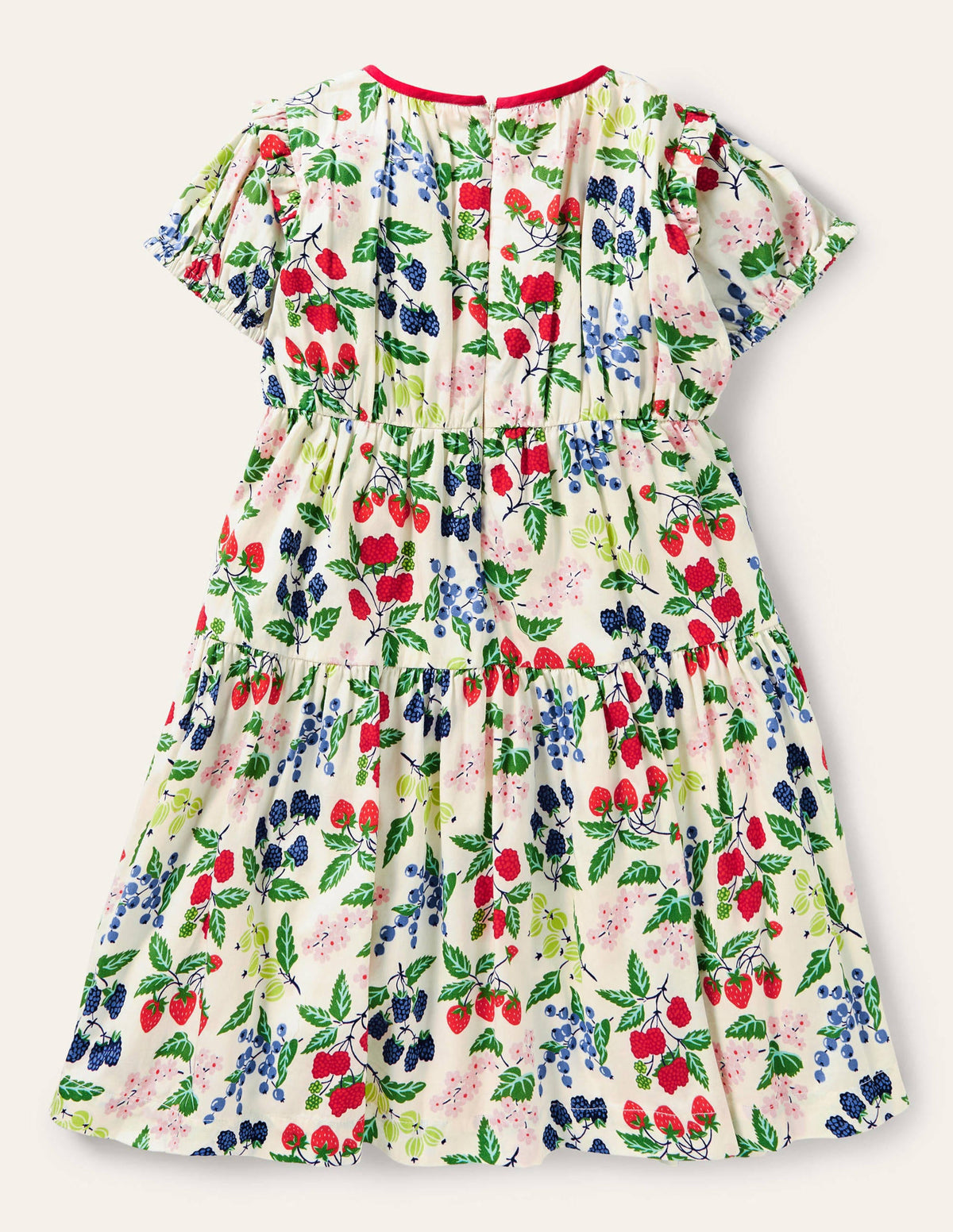Puff Sleeve Floral Dress-Vanilla Botanical Fruit-2