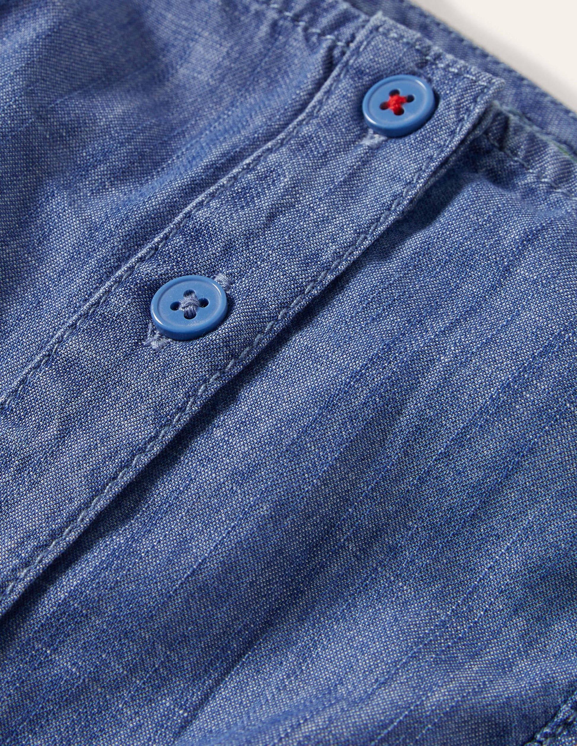 Tie Front Multi Stitch Top-Chambray-3