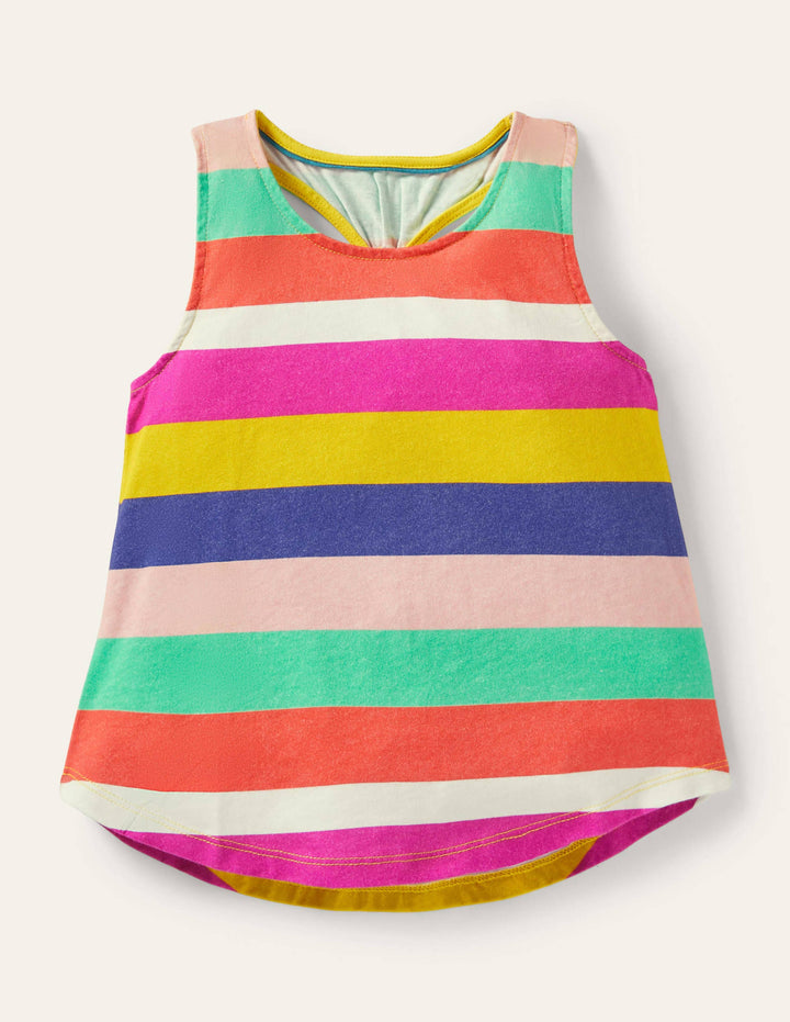 Knot Back Tank Top-Pop Pansy / Daffodil Rainbow