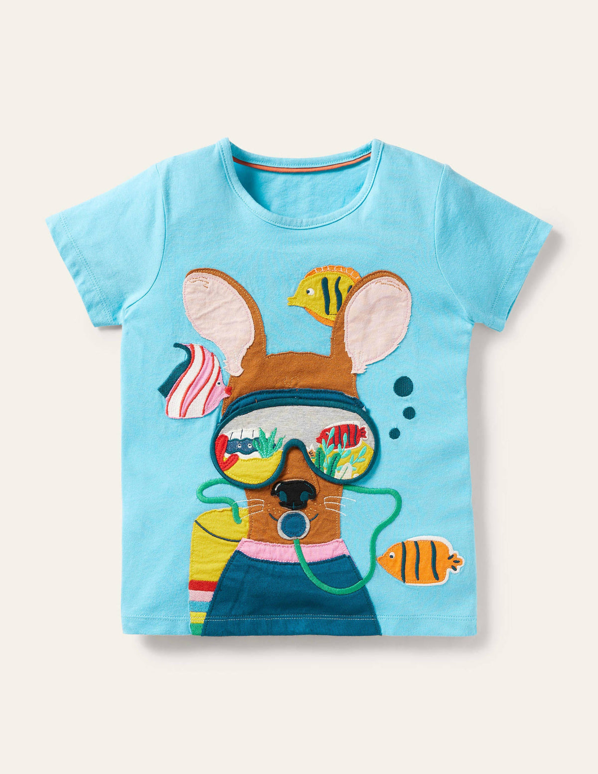 Lift-the-flap T-shirt-Aqua Blue Dog-1