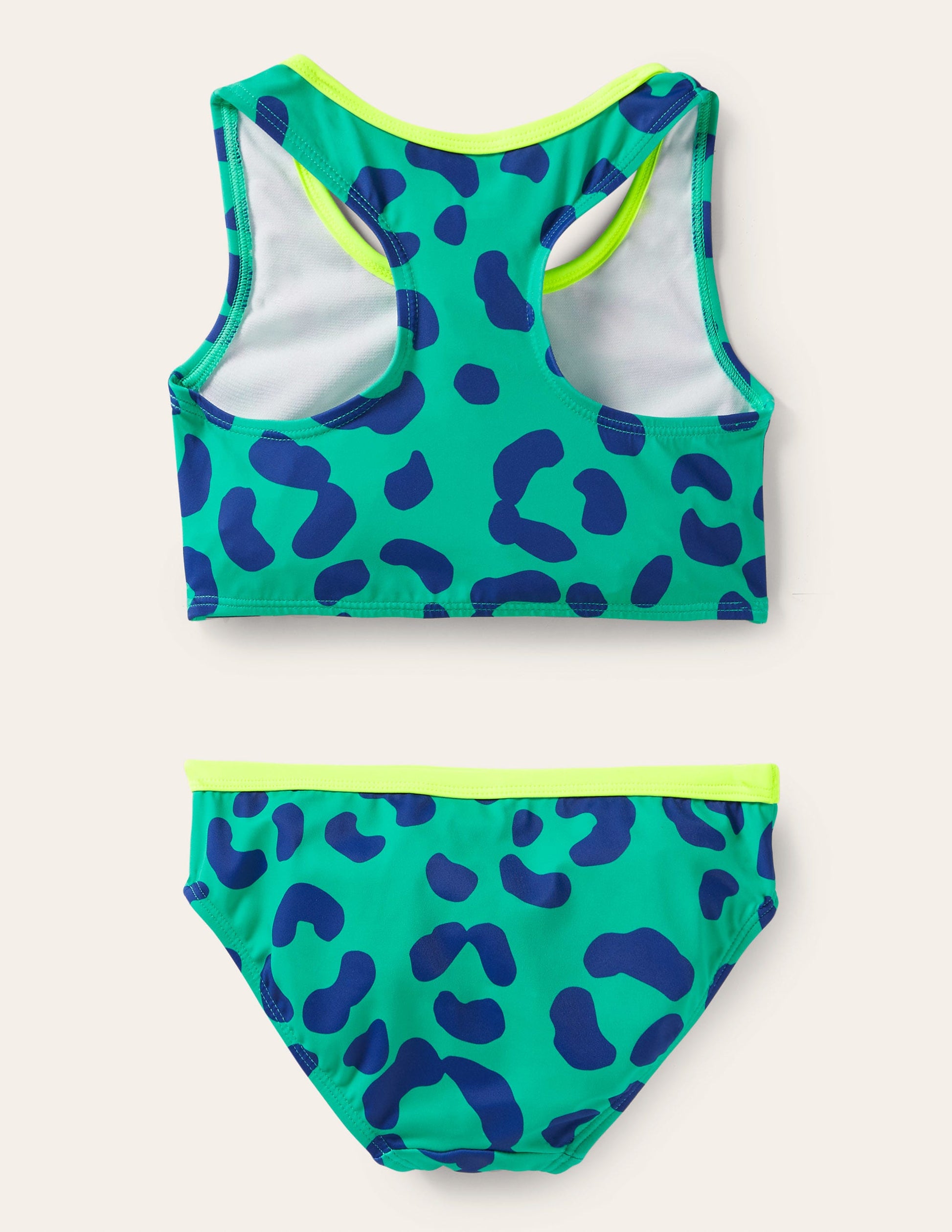 Racerback Bikini Set-Tropical Green/Blue Leopard-2