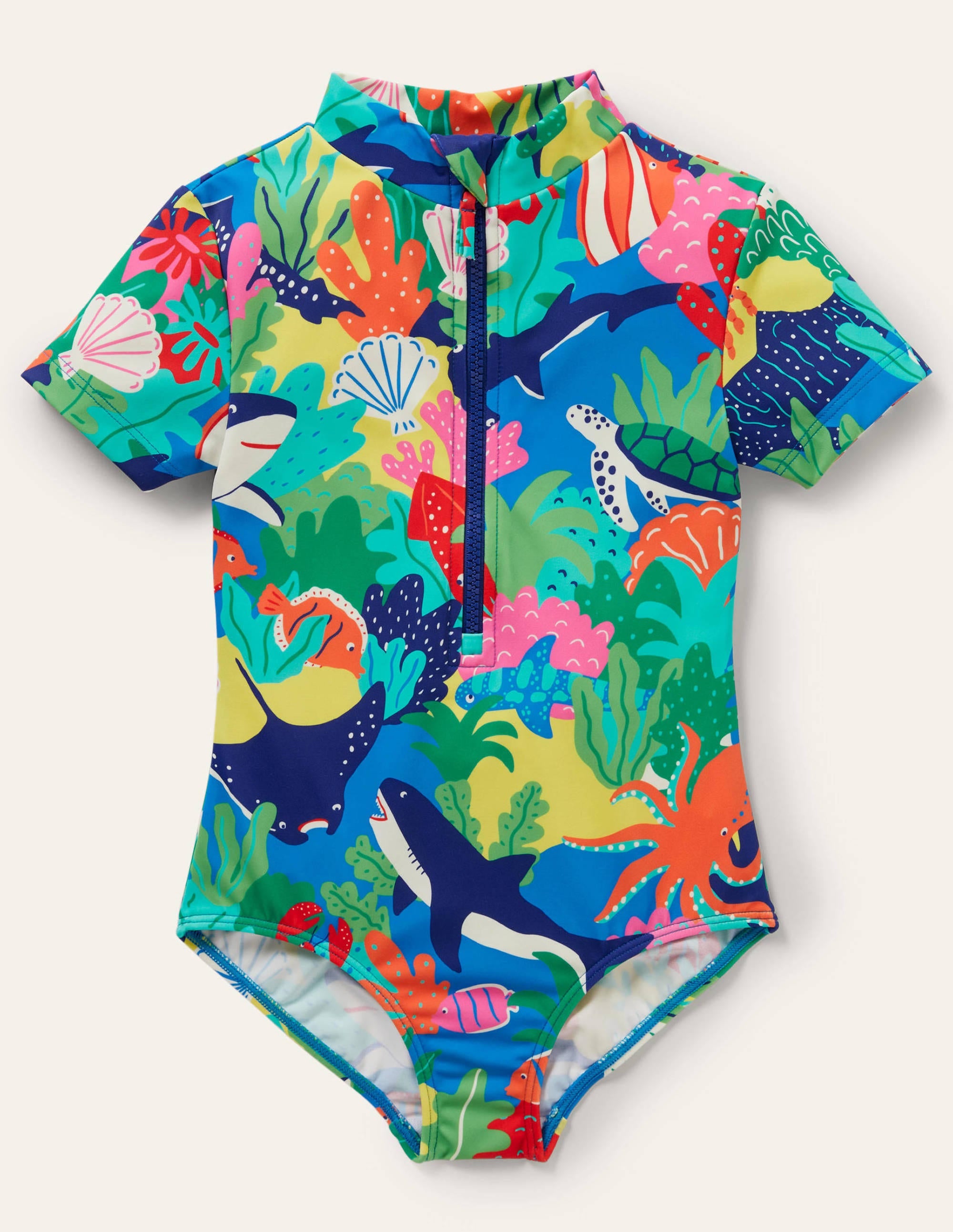 Short-sleeved Swimsuit-Multi Rainbow Reef - Image 1
