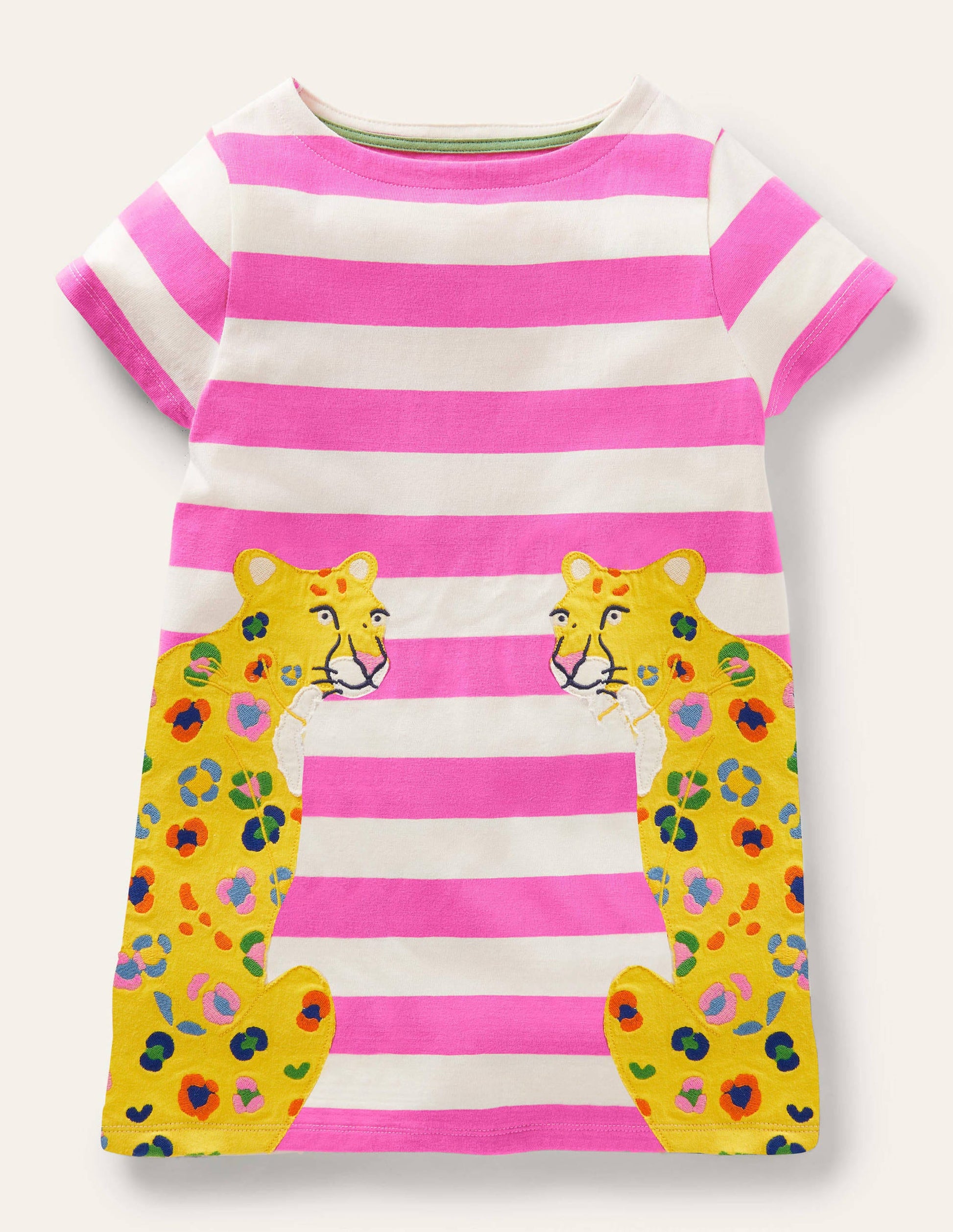 Short Sleeve Appliqué Tunic-Tickled Pink / Ivory Cheetah-1
