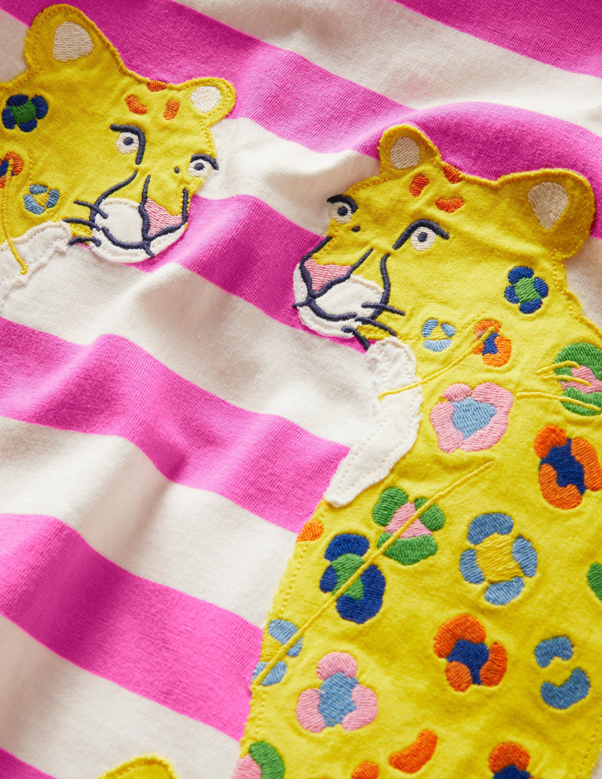 Short Sleeve Appliqué Tunic-Tickled Pink / Ivory Cheetah-3