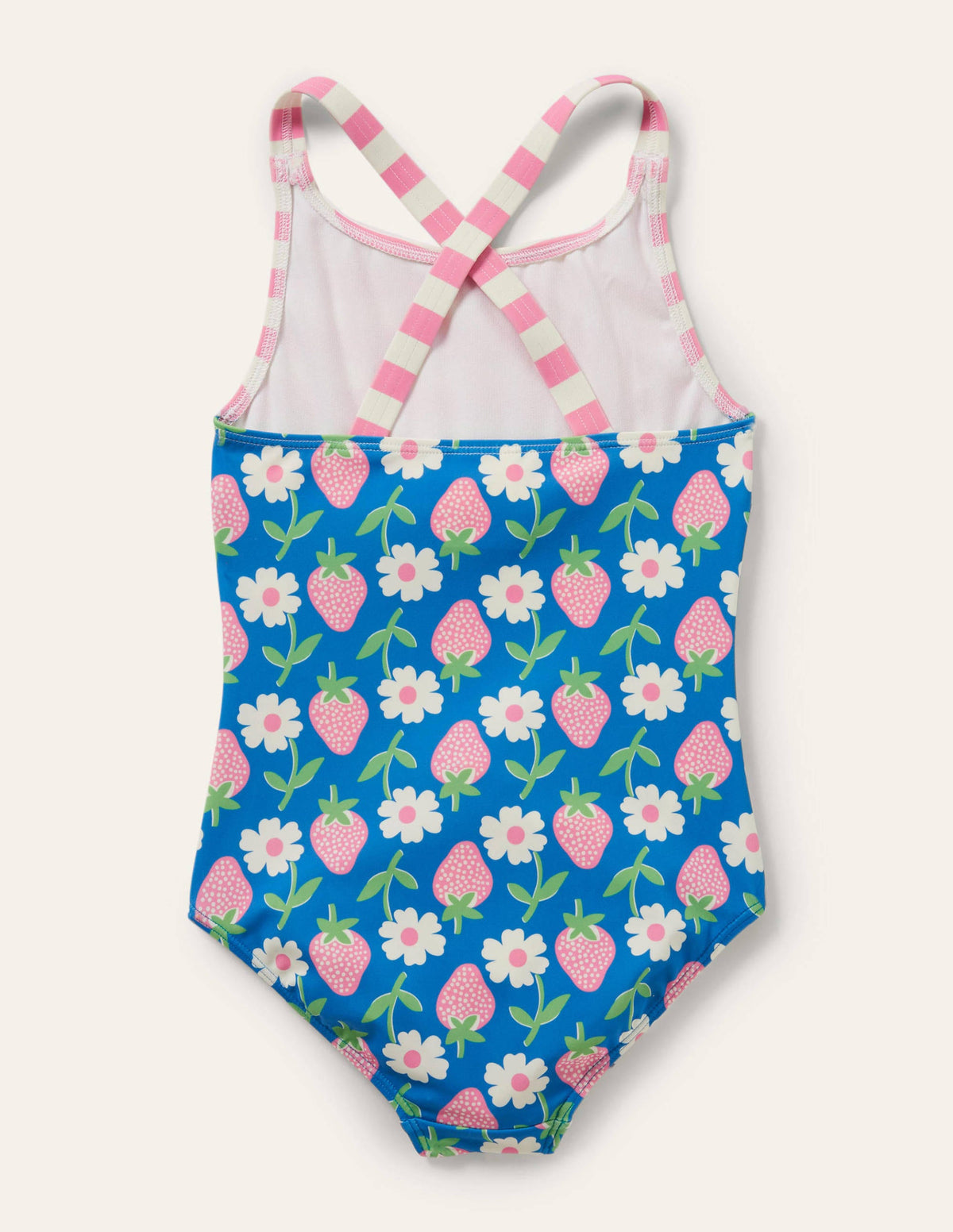 Strawberry Hotchpotch Cross-back Swimsuit-Bright Blue Strawberry Stamp - Image 2