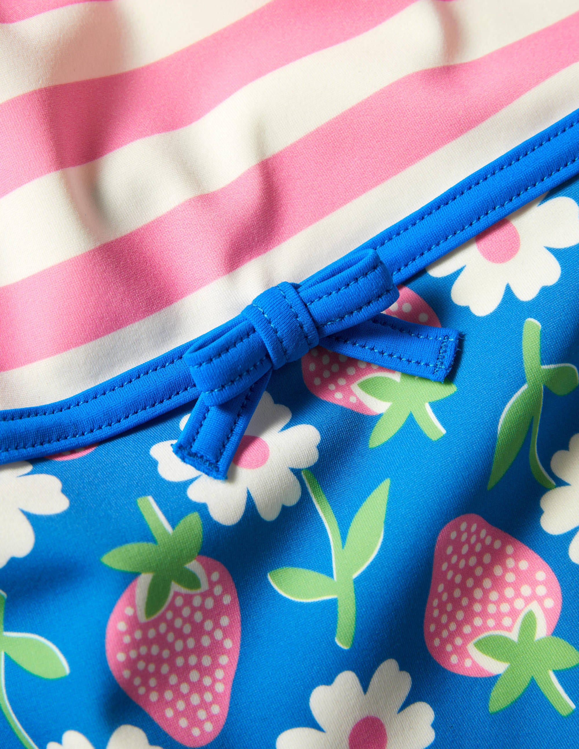 Strawberry Hotchpotch Cross-back Swimsuit-Bright Blue Strawberry Stamp - Image 3