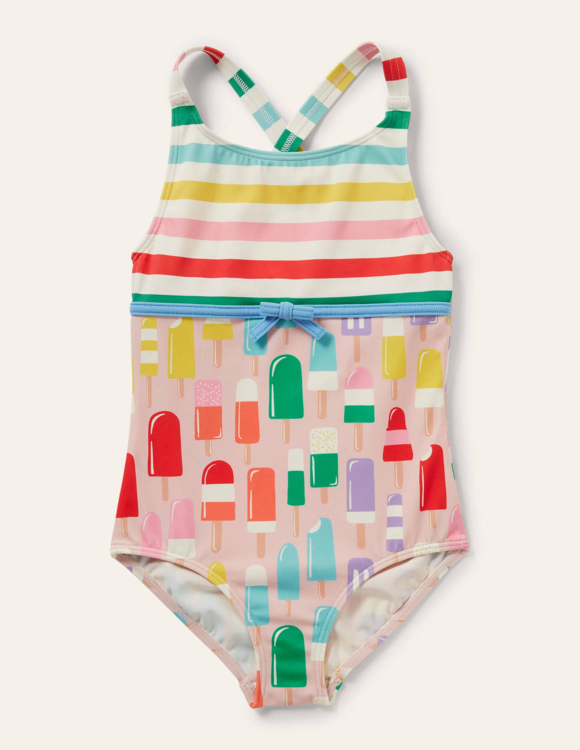 Hotchpotch Cross-back Swimsuit-Multi Rainbow Lollies-1