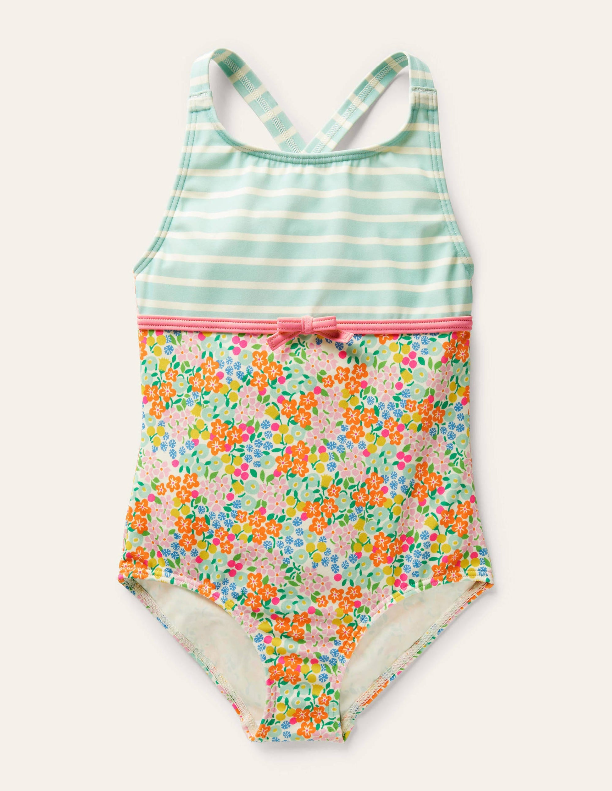 Hotchpotch Cross-back Swimsuit-Multi Tropical Flowerbed-1