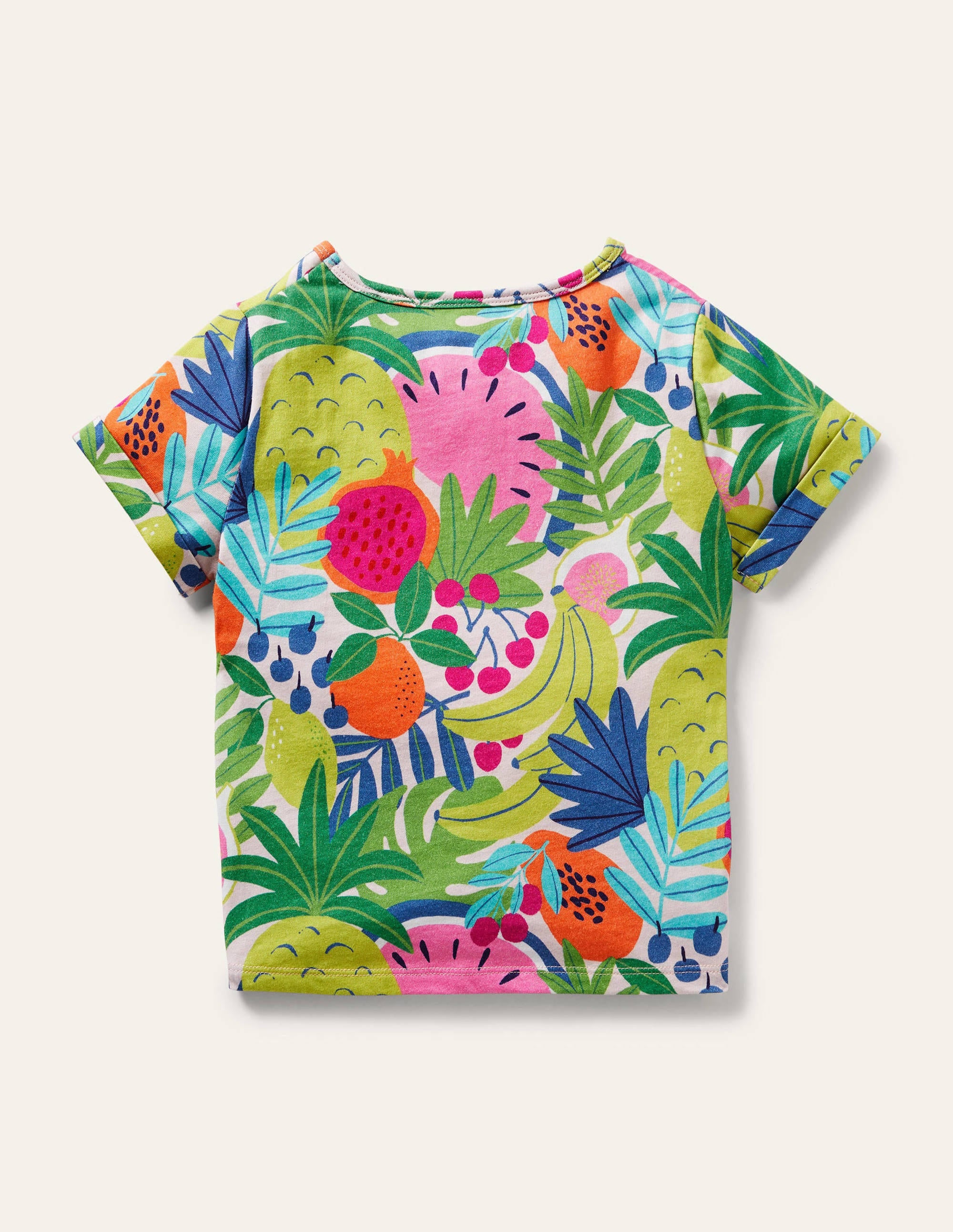 Tie-front T-shirt-Multi Tropical Fruit - Image 2