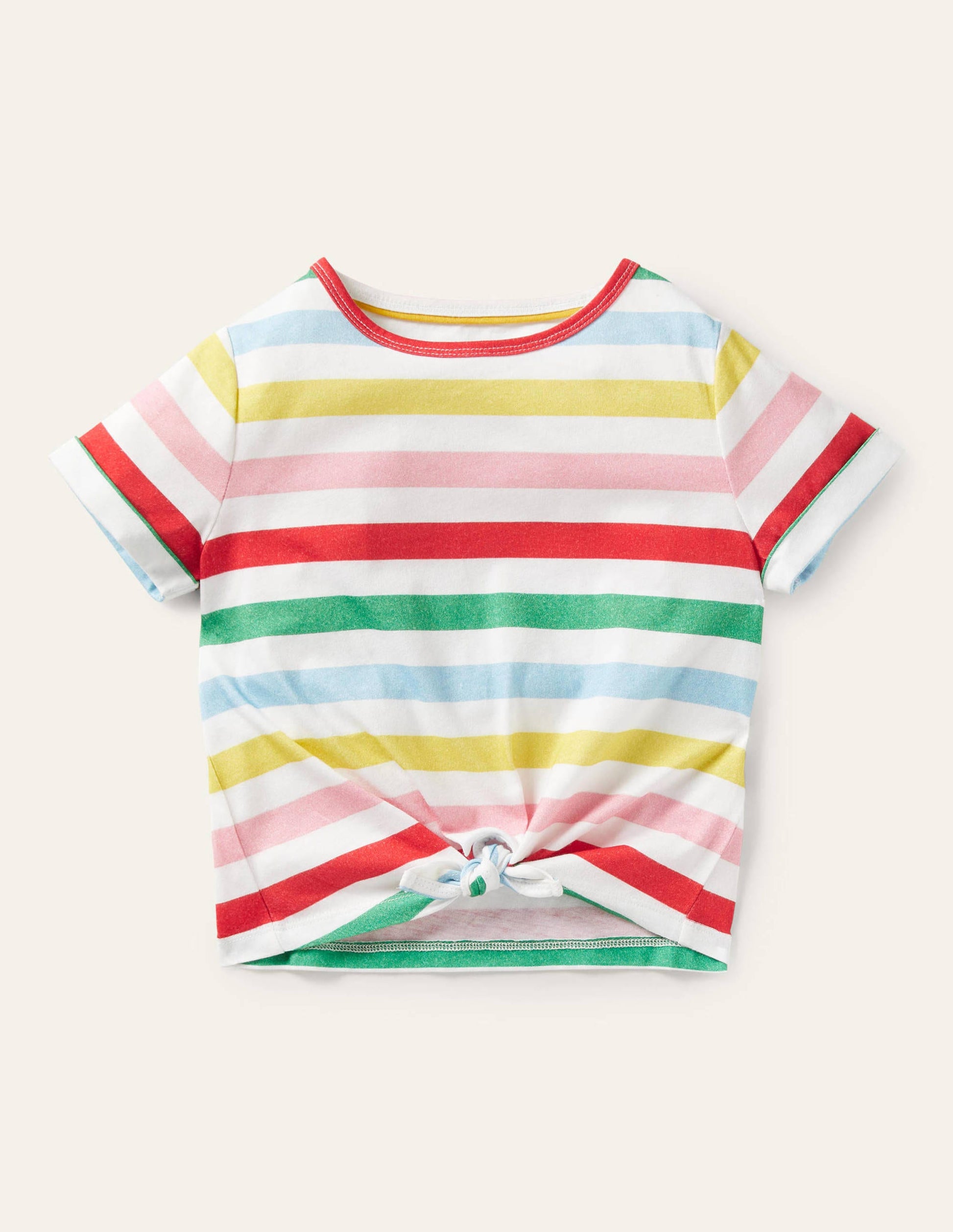 Tie-front T-shirt-Multi Stripe-1