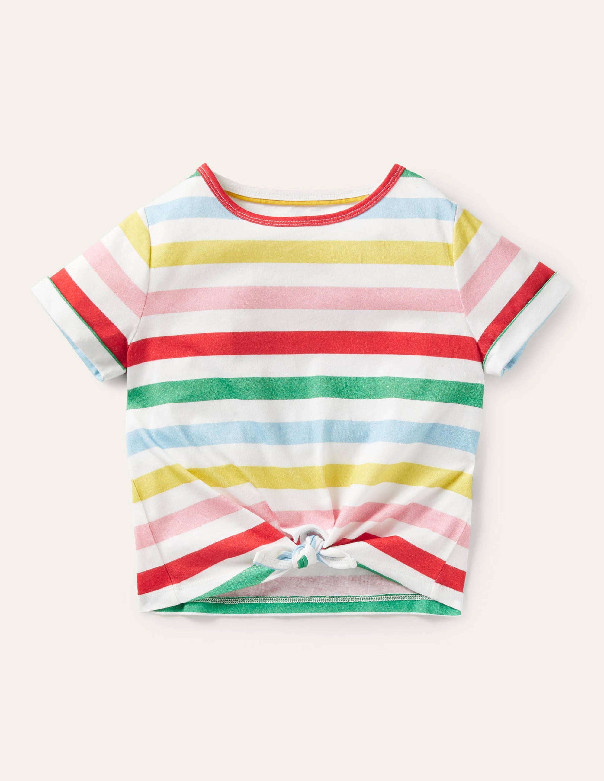 Tie-front T-shirt-Multi Stripe - Image 1