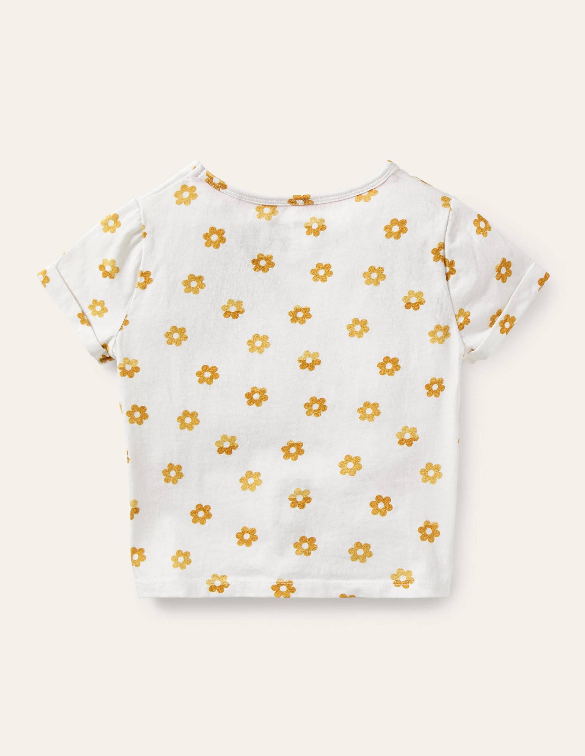 Tie-front T-shirt-White Foil Daisy-2