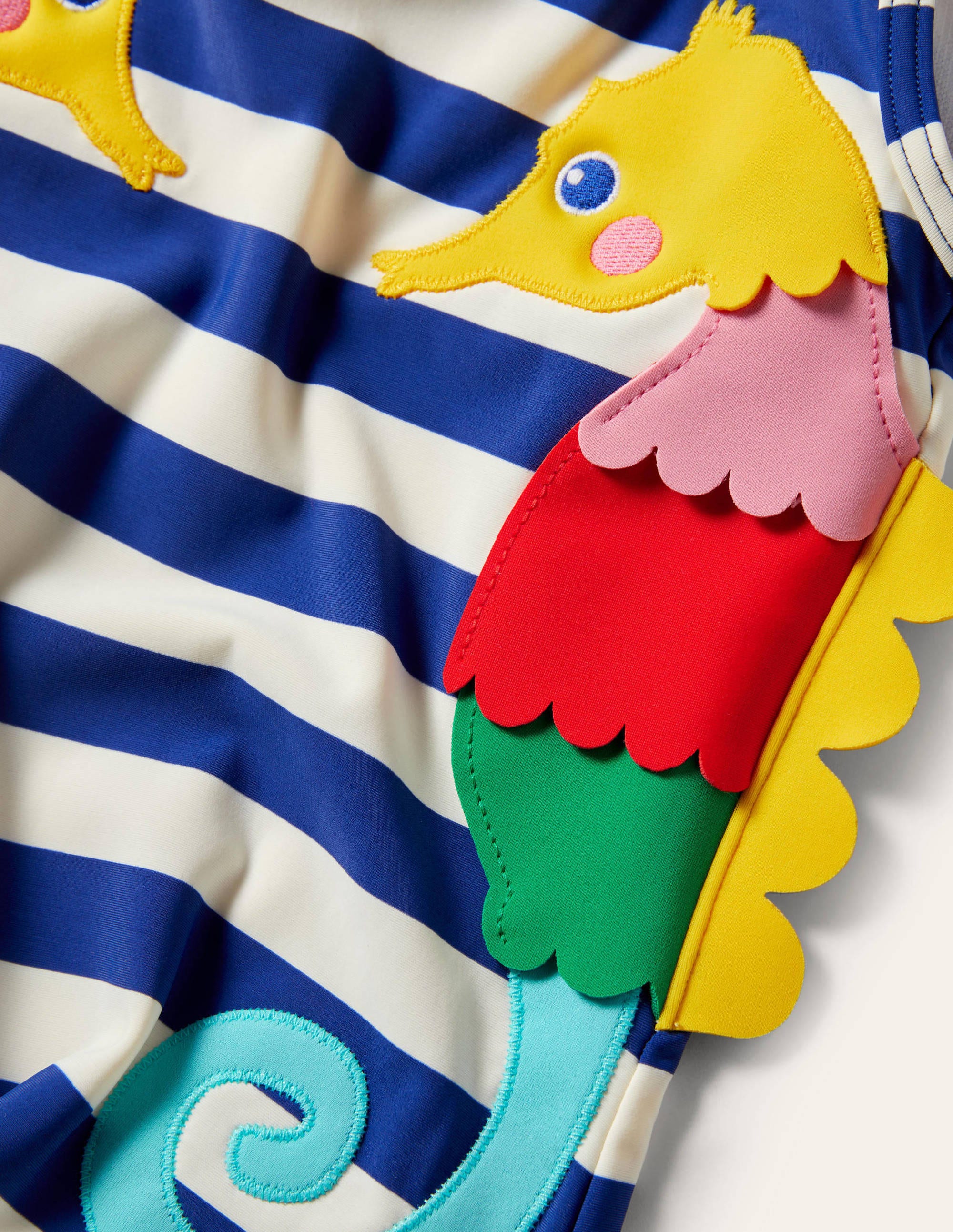 Fun Appliqué Swimsuit-Wave Blue/Ivory Seahorse - Image 3