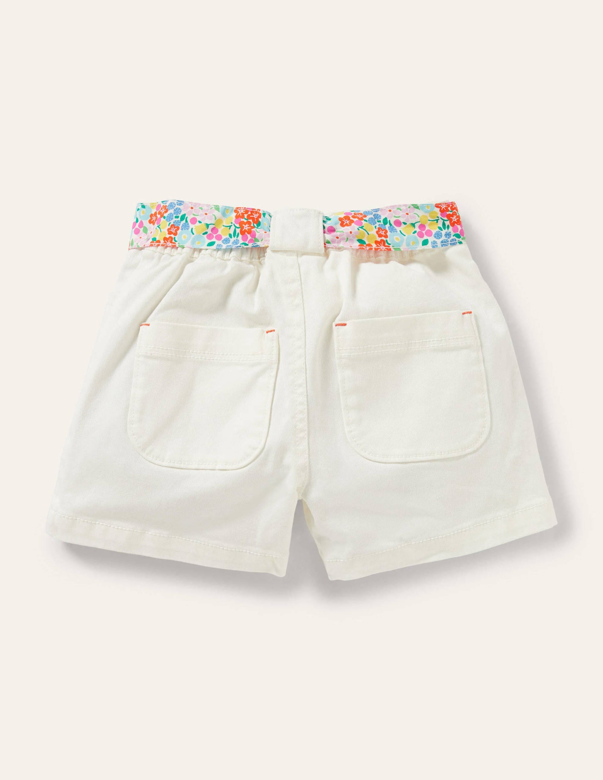 Twill Cargo Shorts-White-2