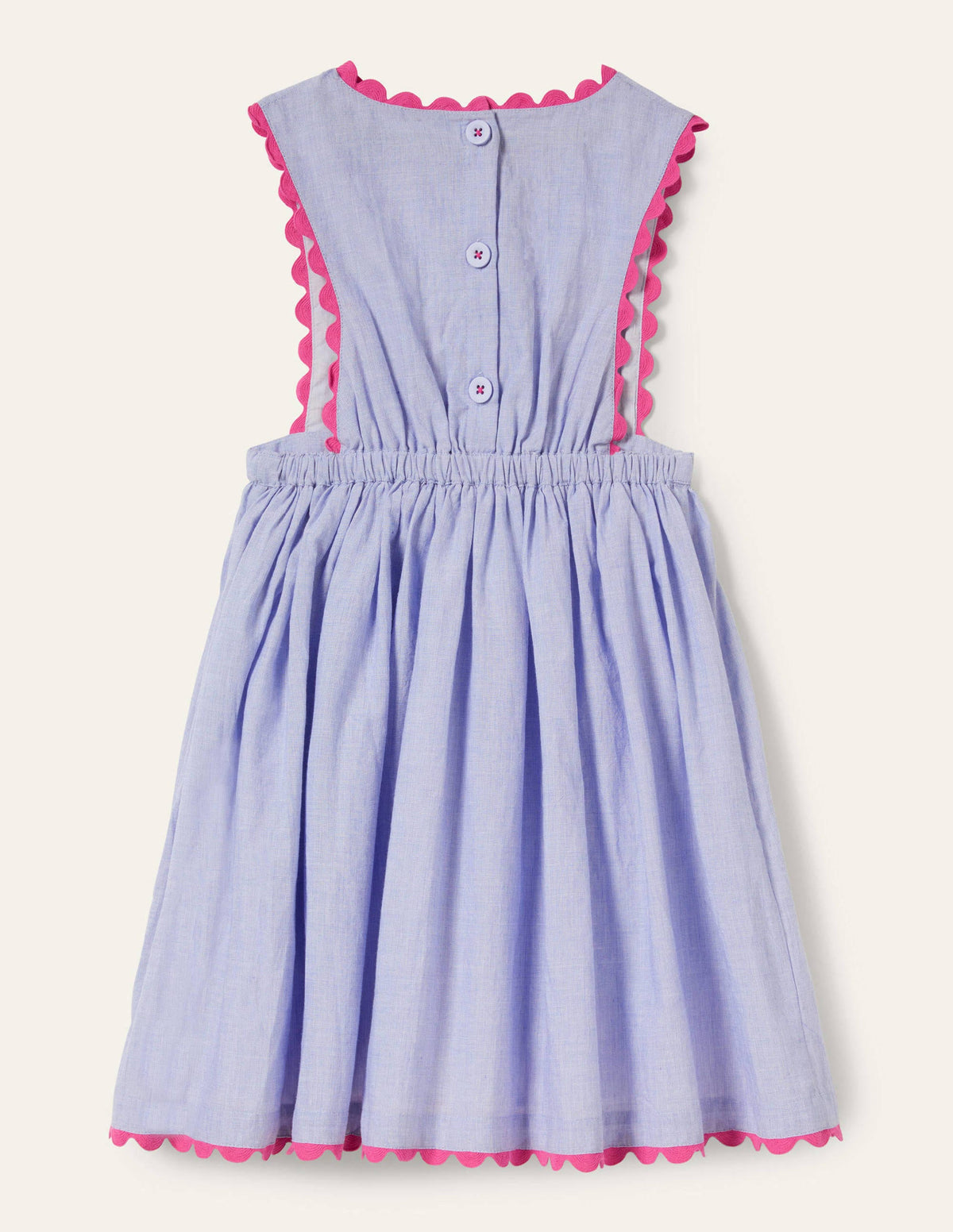 Woven Pinafore Dress-Blue Multi Embroidery-2