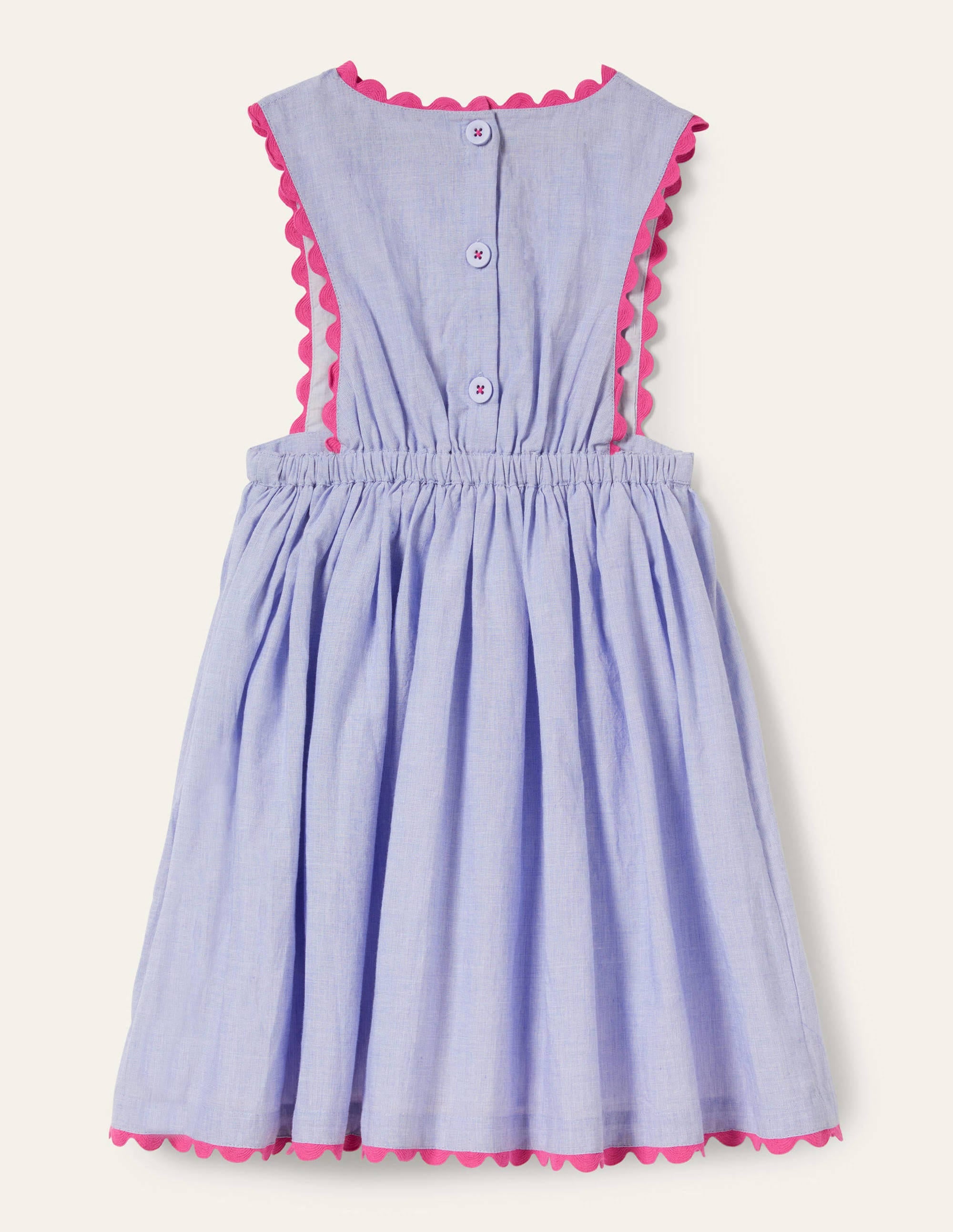 Woven Pinafore Dress-Blue Multi Embroidery - Image 2