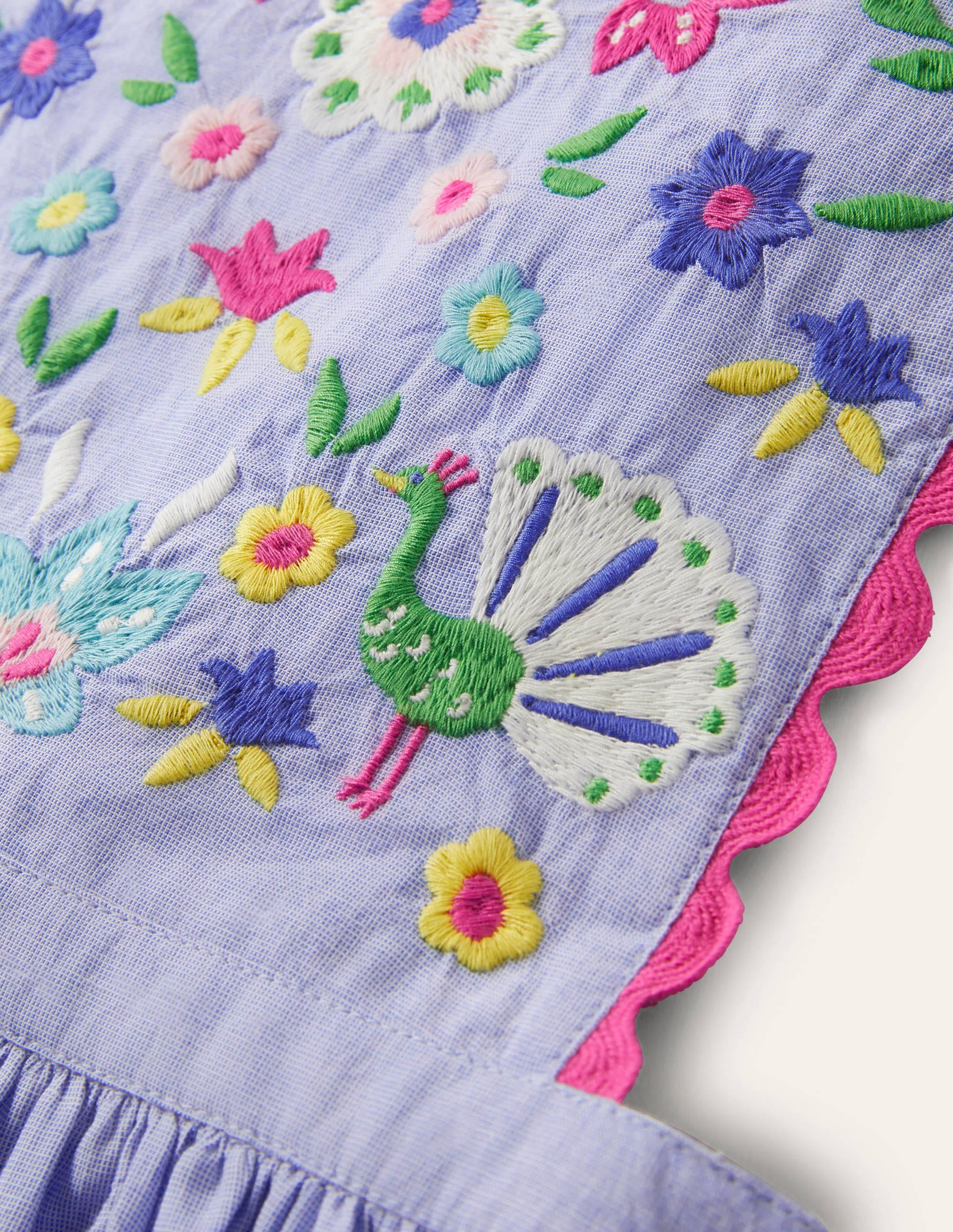Woven Pinafore Dress-Blue Multi Embroidery - Image 3