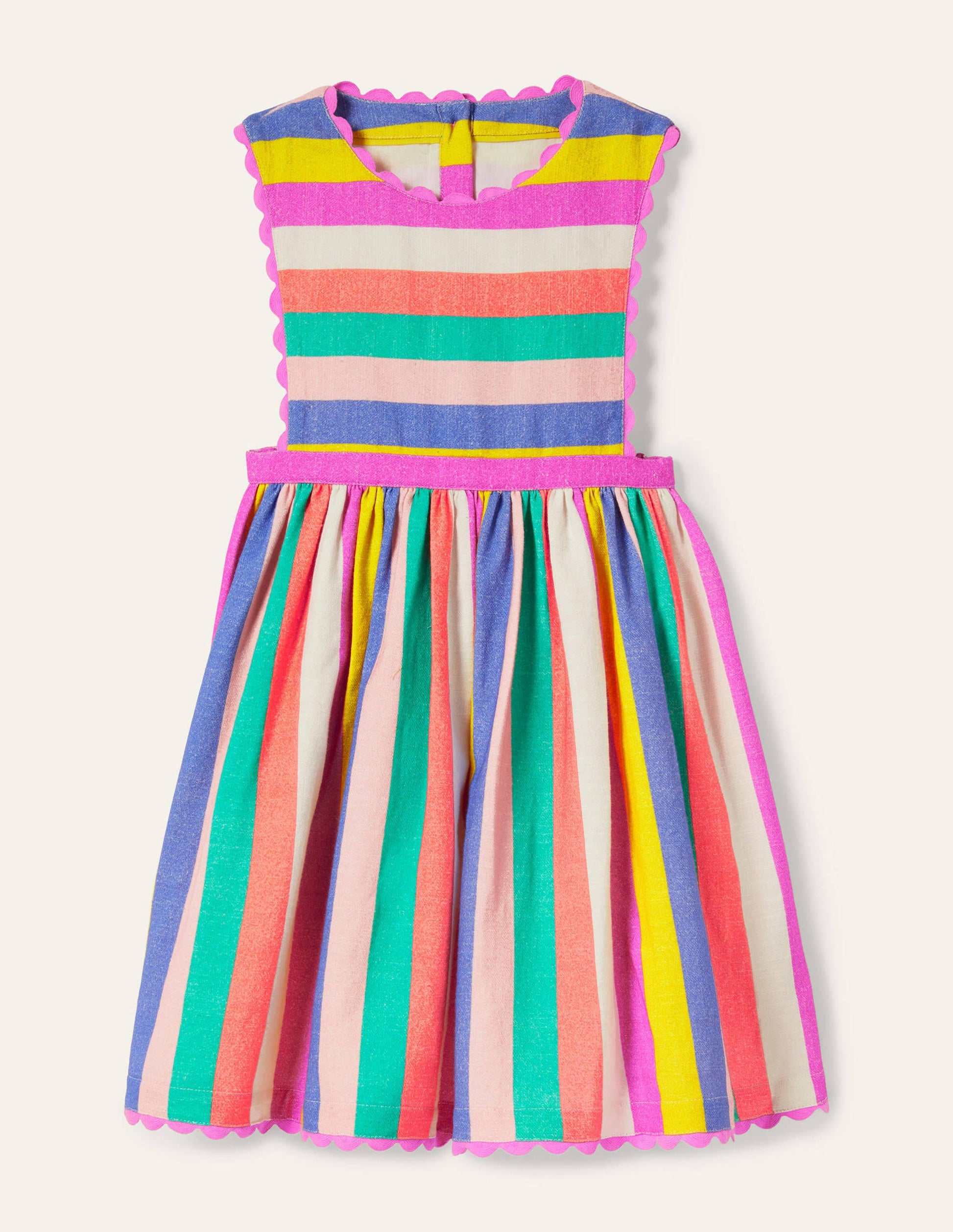 Woven Pinafore Dress-Multi Stripe-1
