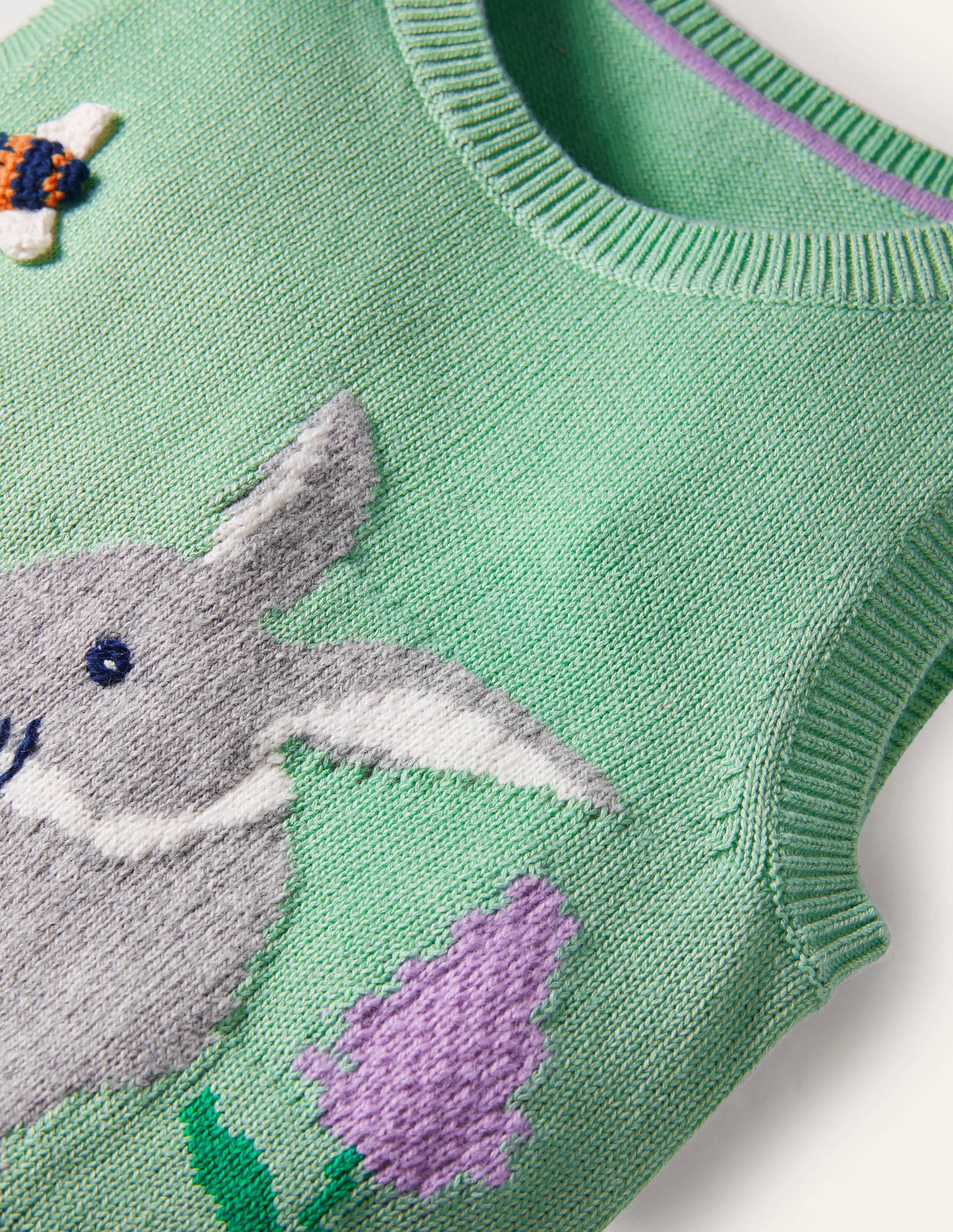 Knitted Sweater Vest-Fountain Green Bunny - Image 3