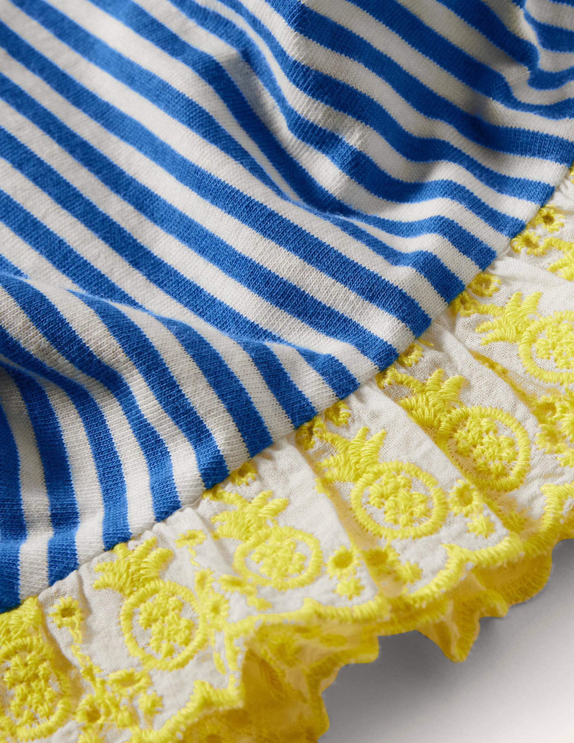 Broderie Sleeve Top-Bright Marina Blue / Ivory - Image 3