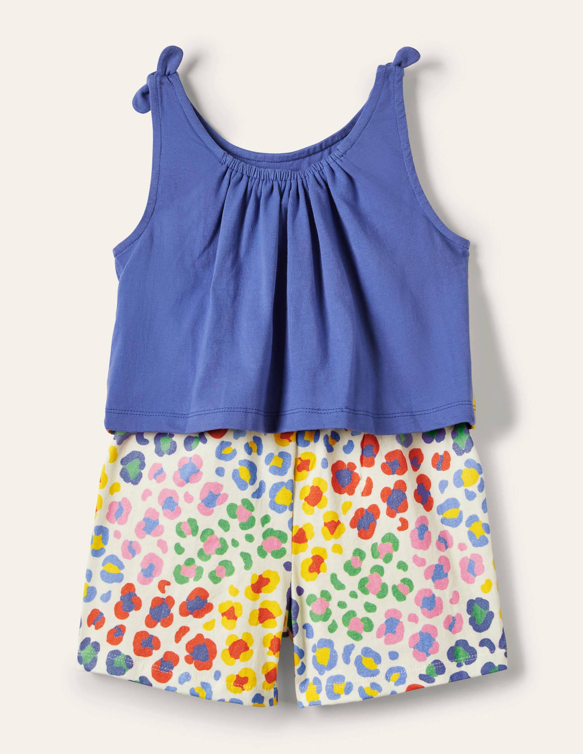 Big Appliqué Romper-Bluebell / Multi Leopard - Image 2