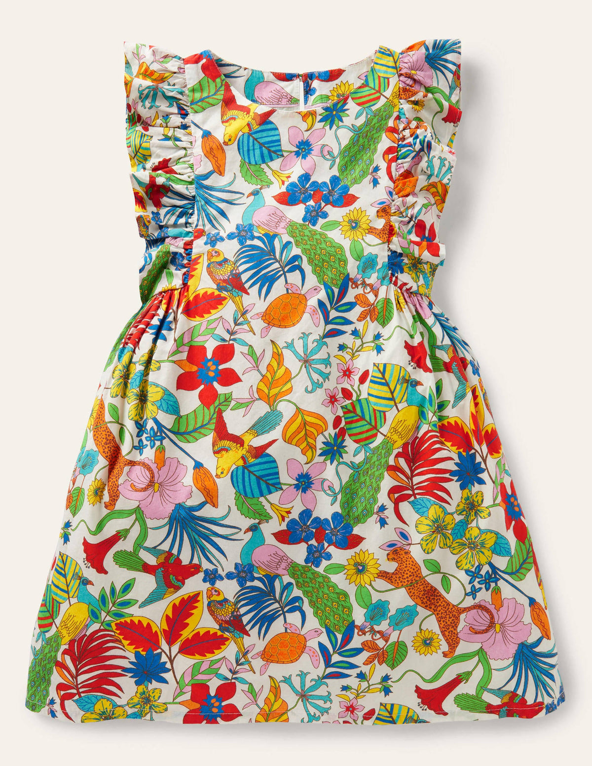 Frill Sleeve Printed Dress-Mini Me Multi Jungle-1