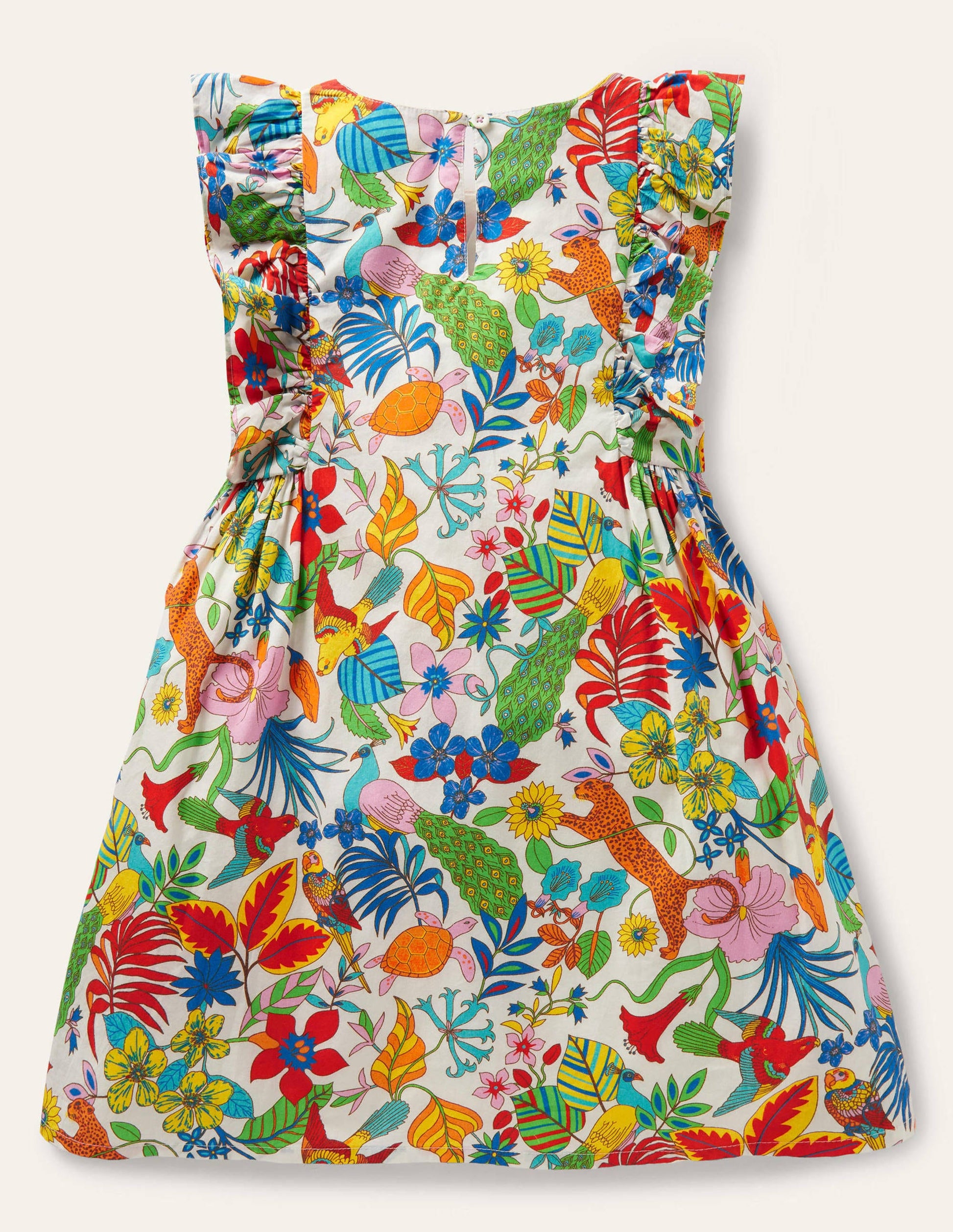 Frill Sleeve Printed Dress-Mini Me Multi Jungle-2