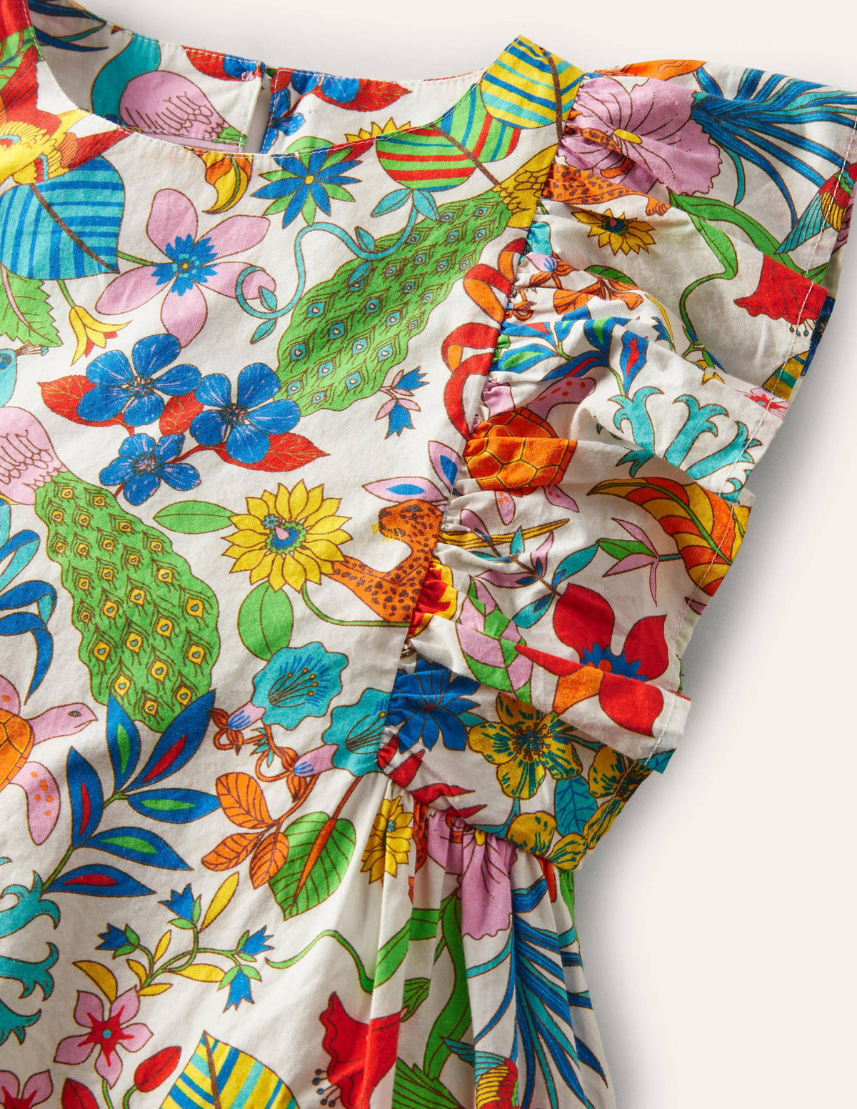 Frill Sleeve Printed Dress-Mini Me Multi Jungle-3