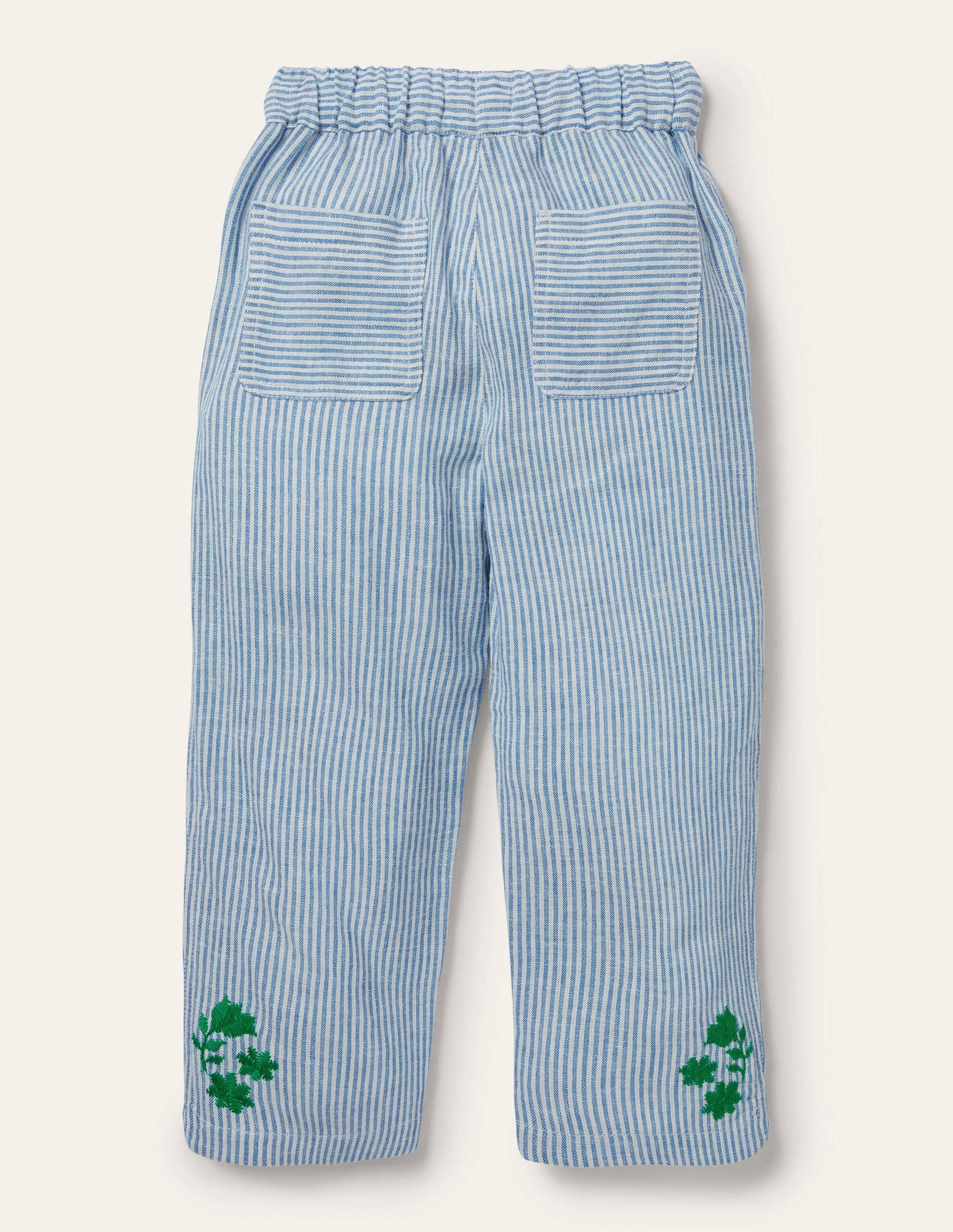 Embroidered Vacation Pants-Ivory/Coastal Blue Ticking-2