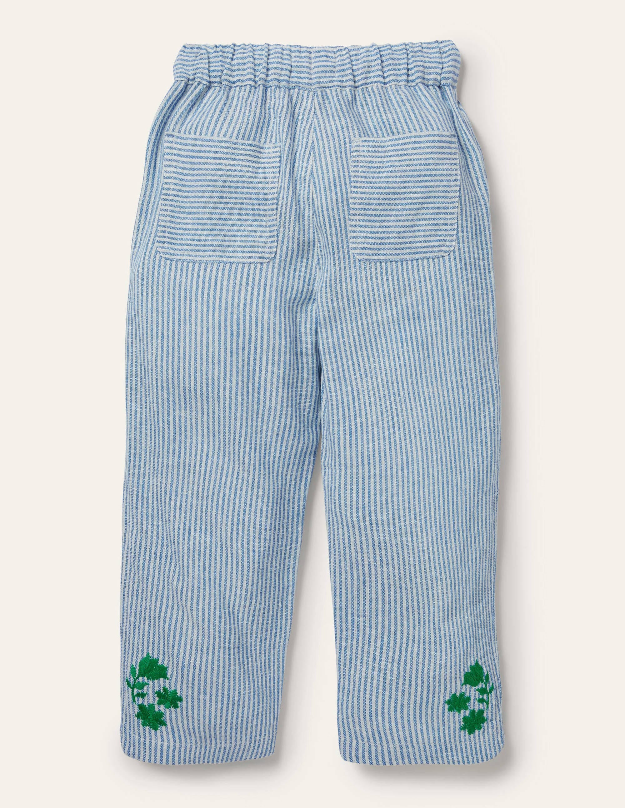 Embroidered Vacation Pants-Ivory/Coastal Blue Ticking - Image 2