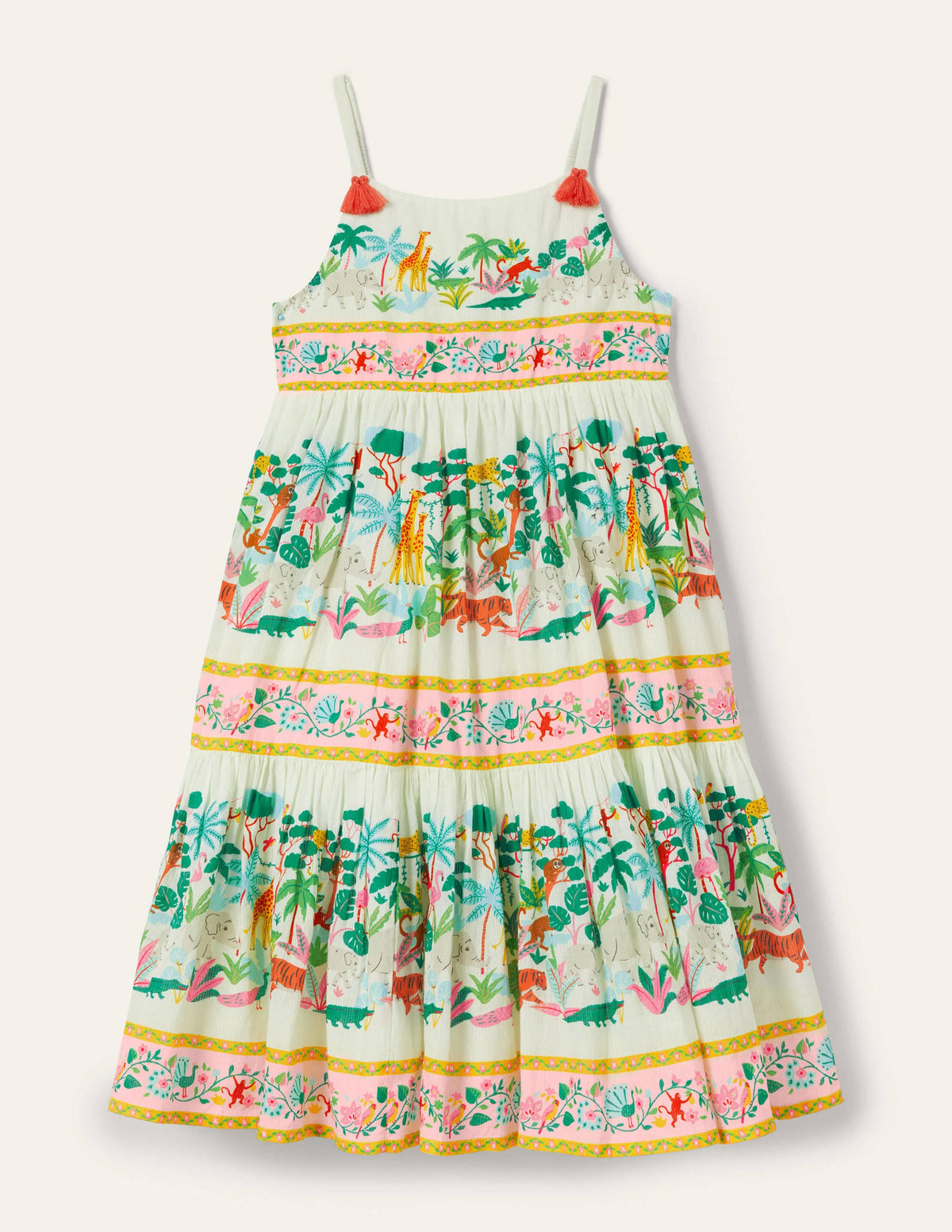 Tiered Printed Sun Dress-Ivory Jungle-1