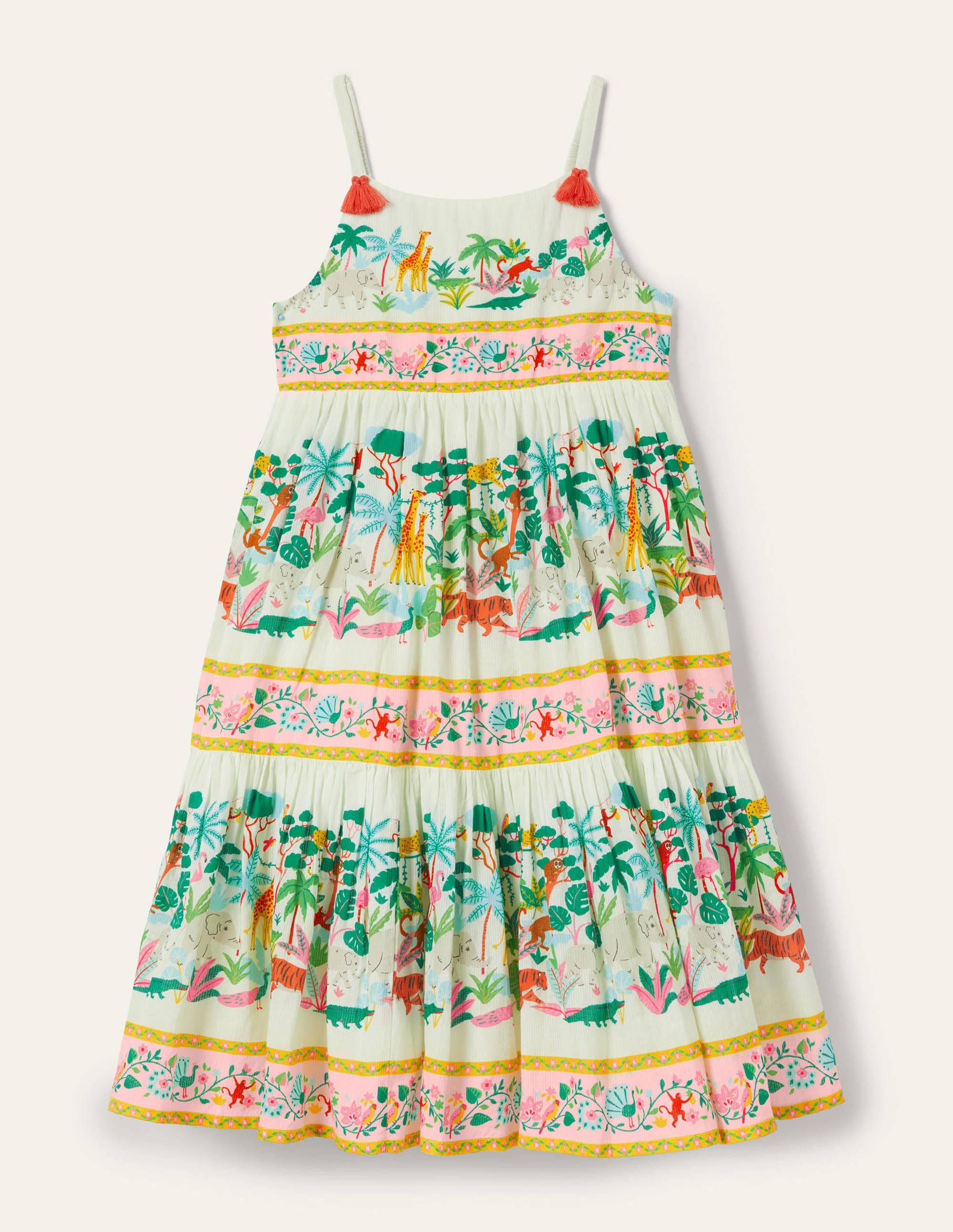 Tiered Printed Sun Dress-Ivory Jungle - Image 1