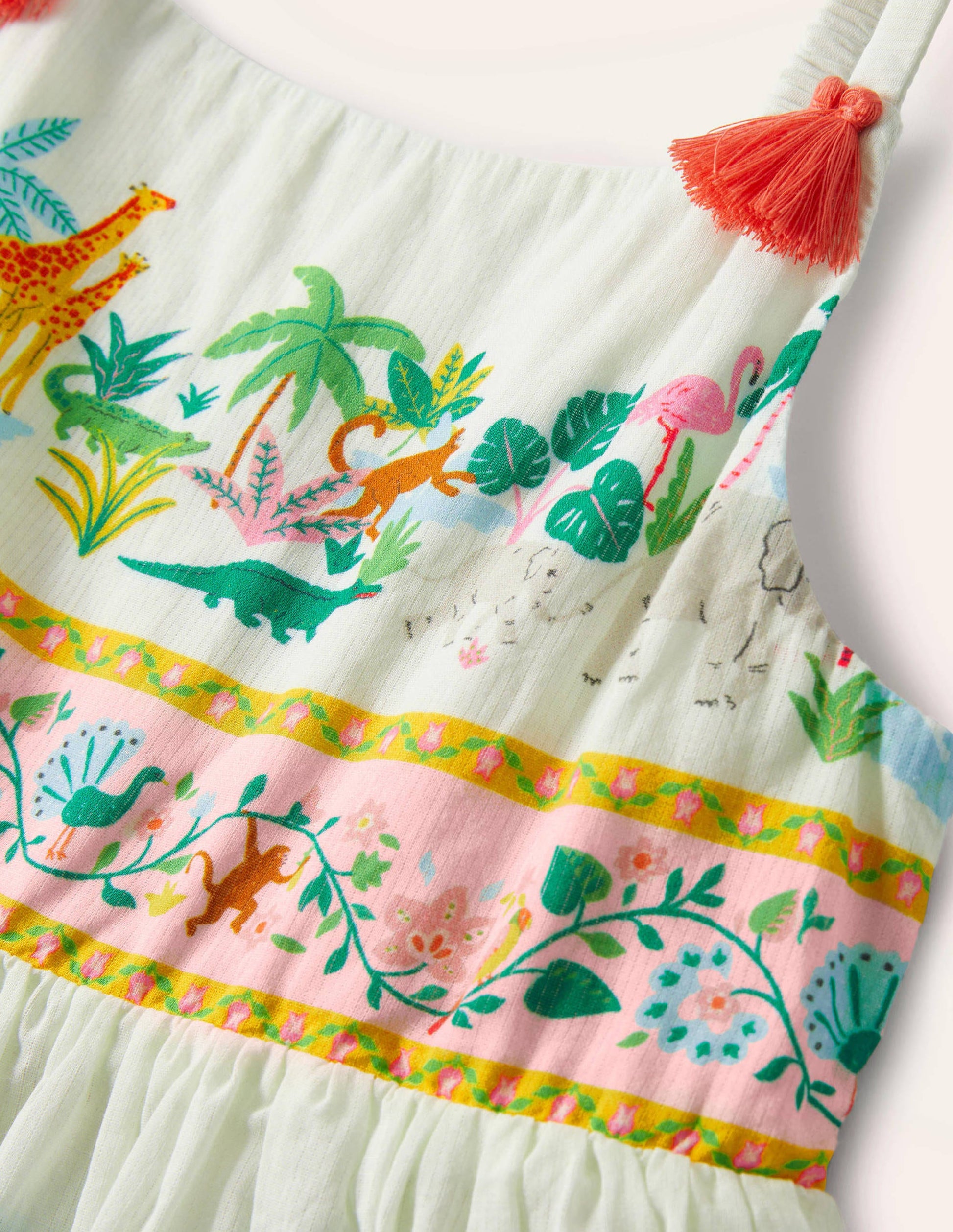 Tiered Printed Sun Dress-Ivory Jungle-3