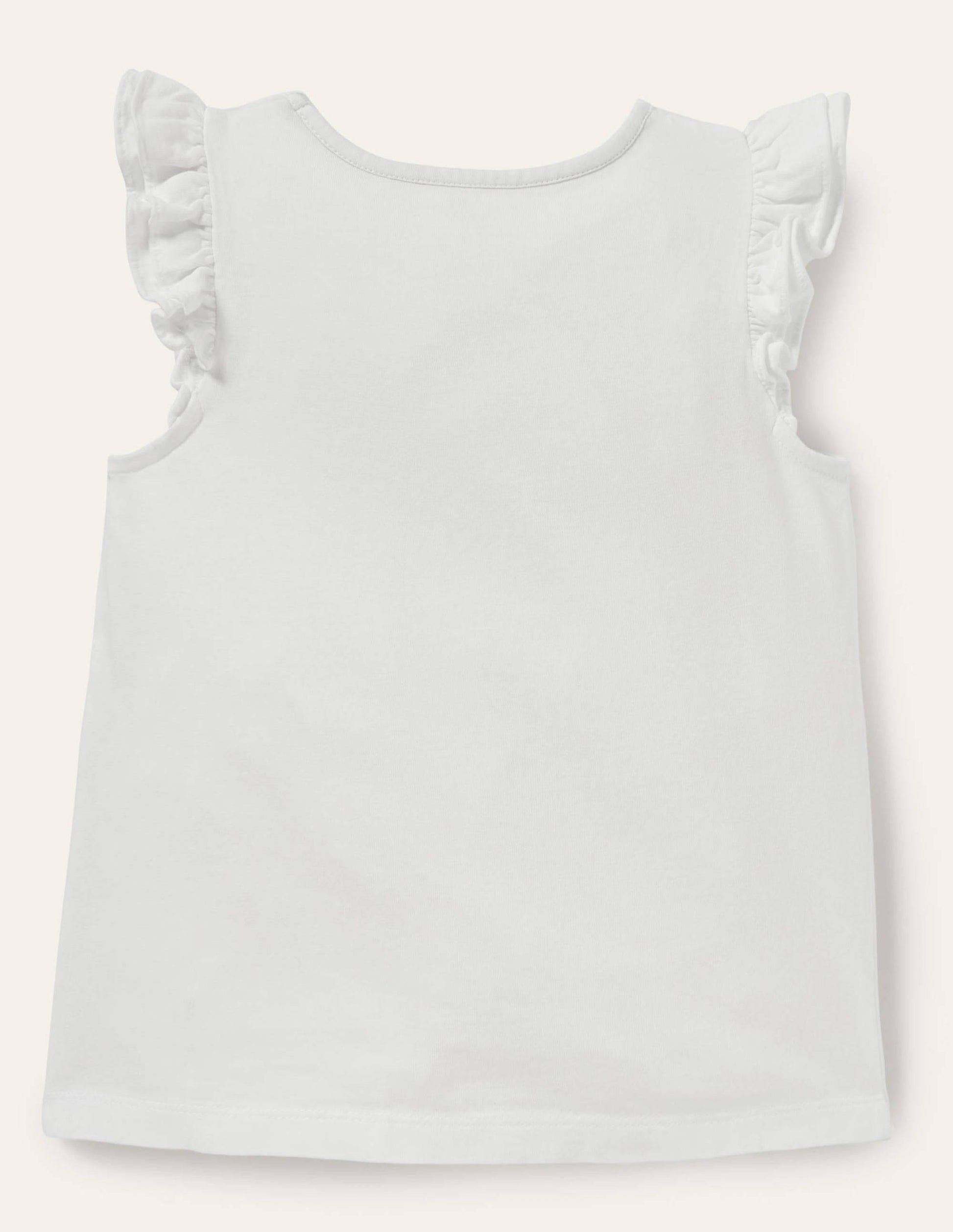 Ruffle Interest Logo T-shirt-Ivory Floral Parrot-2