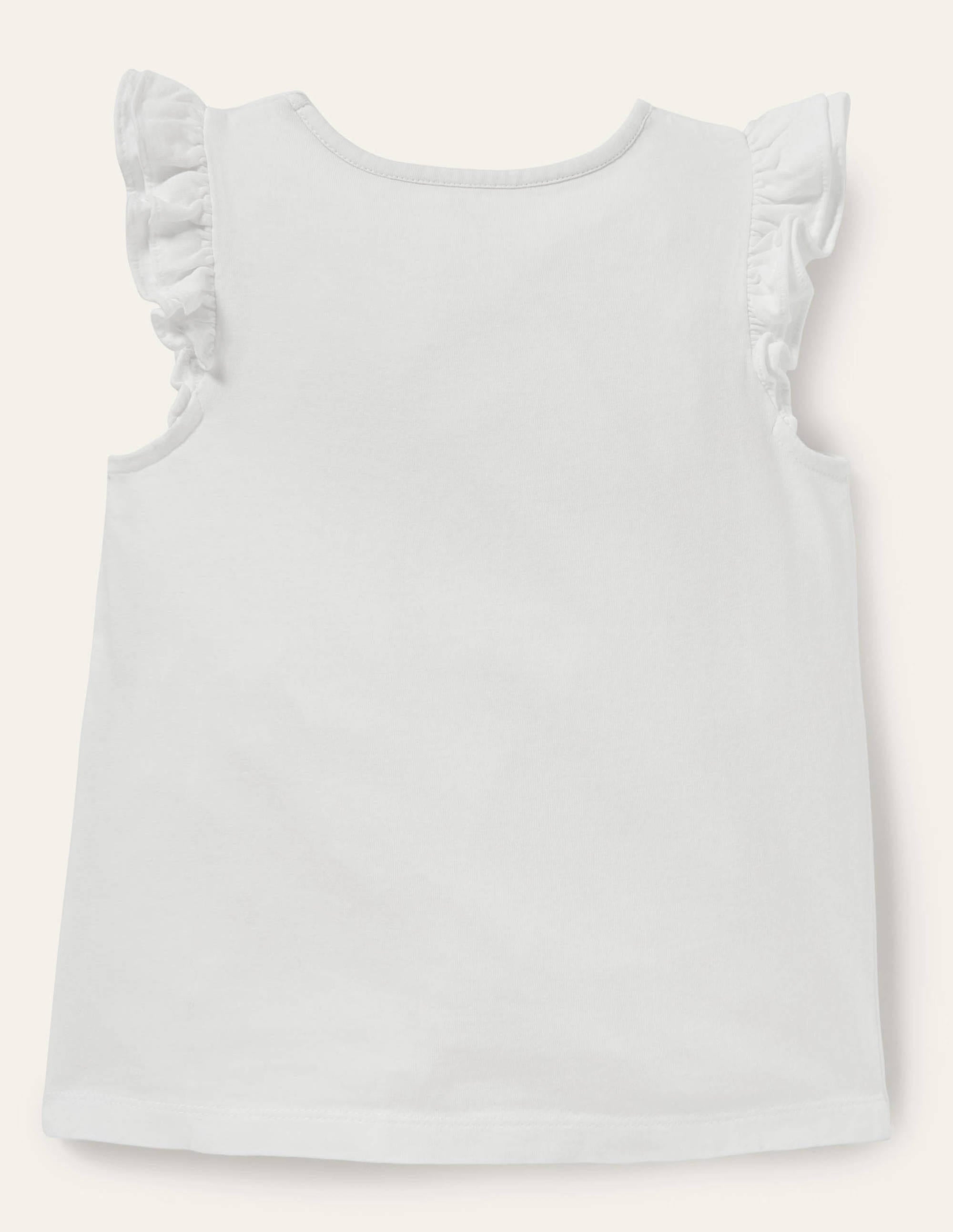 Ruffle Interest Logo T-shirt-Ivory Floral Parrot - Image 2