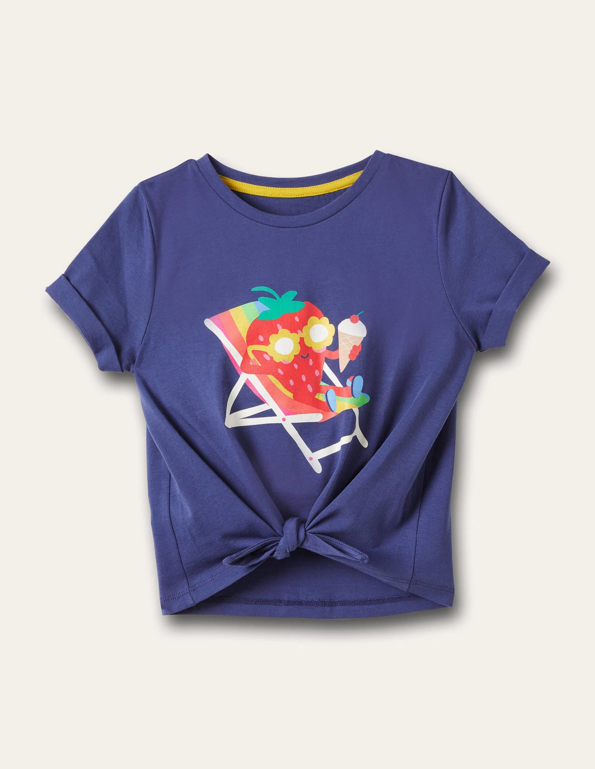 Navy Strawberry Detail Graphic T-shirt-Starboard Blue Strawberry - Image 1