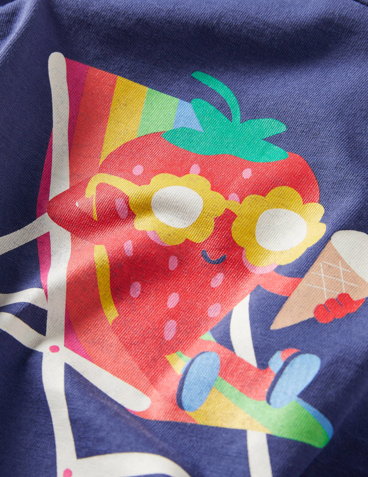 Navy Strawberry Detail Graphic T-shirt-Starboard Blue Strawberry - Image 3