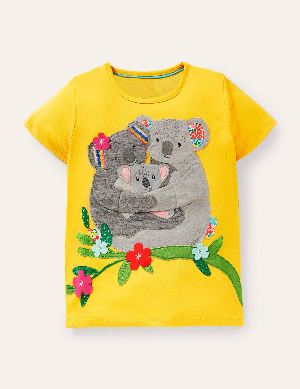 Hugging Applique T-shirt-Daffodil Yellow Koala-1