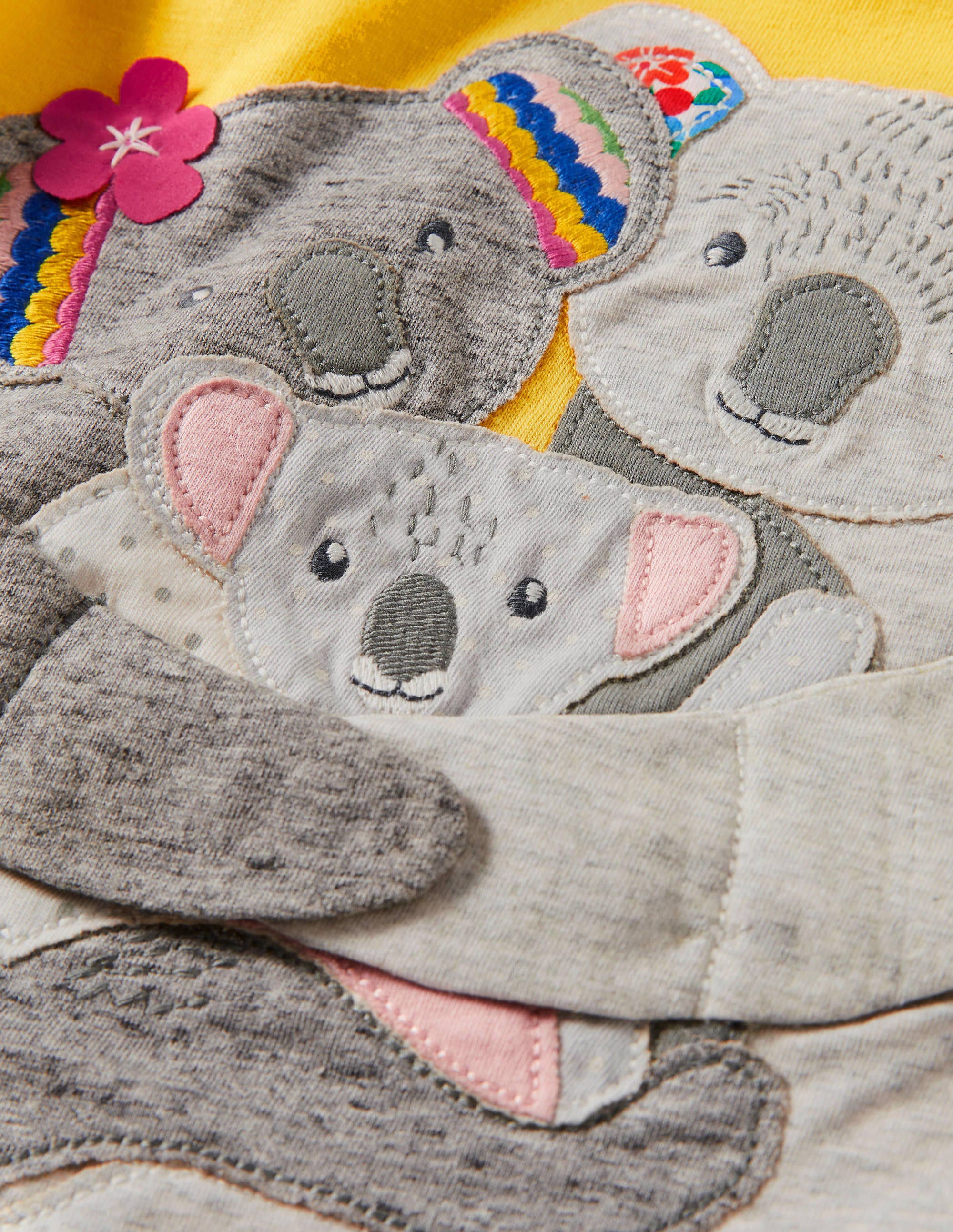Hugging Applique T-shirt-Daffodil Yellow Koala - Image 3