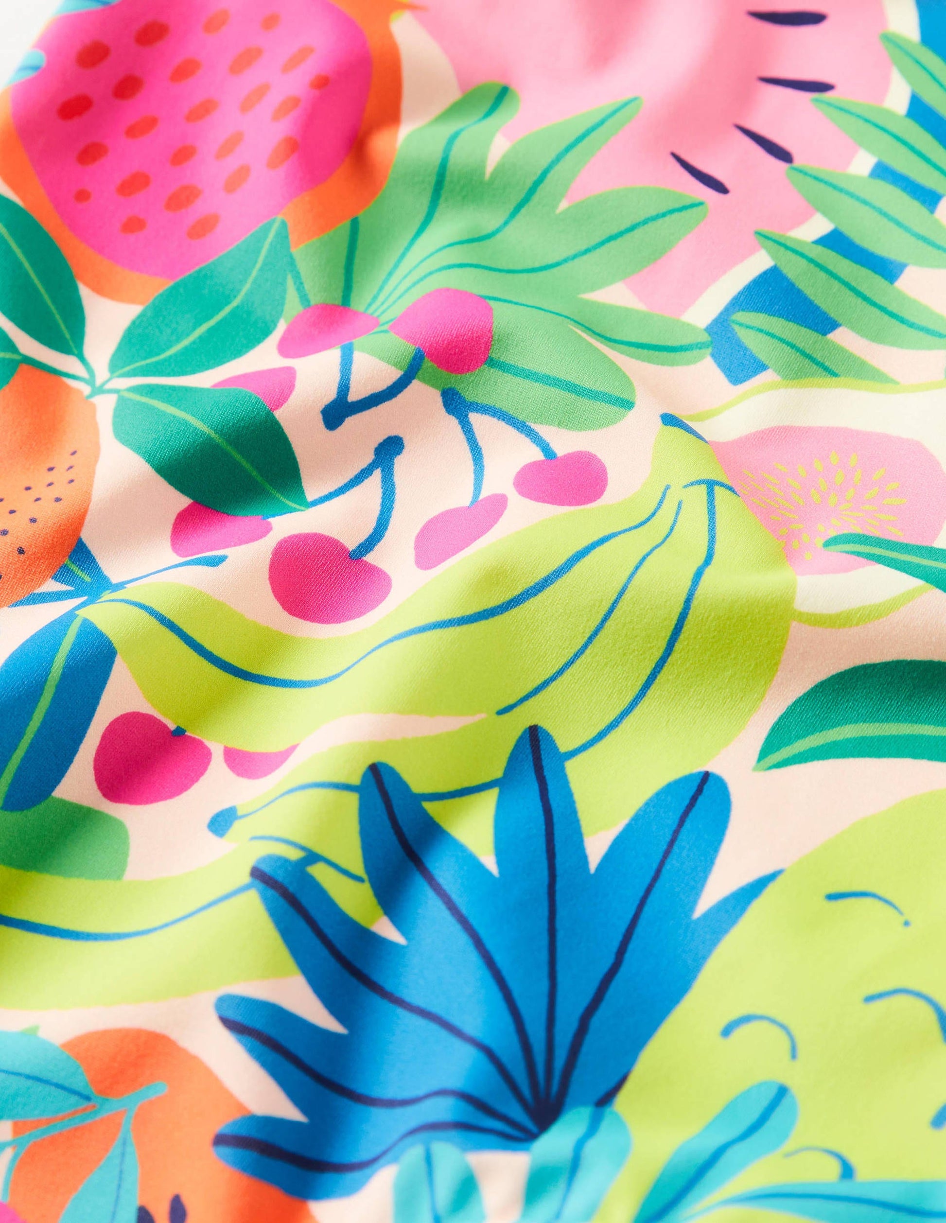 Cross-back Printed Swimsuit-Multi Tropical Fruit-3
